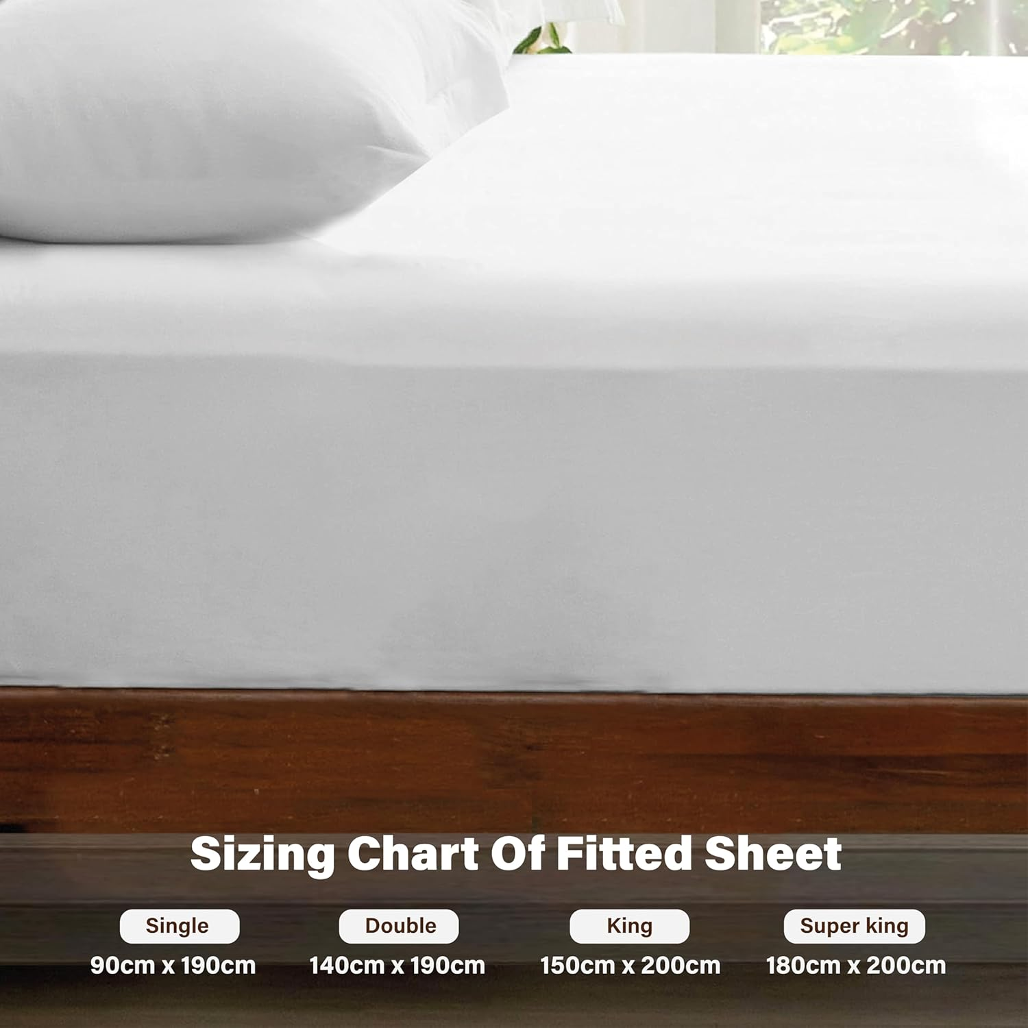 Rehan & Co 100% Egyptian Cotton Fitted Sheets 300 Thread Count Breathable Hotel Qulaity Bedding 12&rdquo; / 30Cm Deep Fitted Bed Sheet. (White Fitted Sheet, King) image number 3