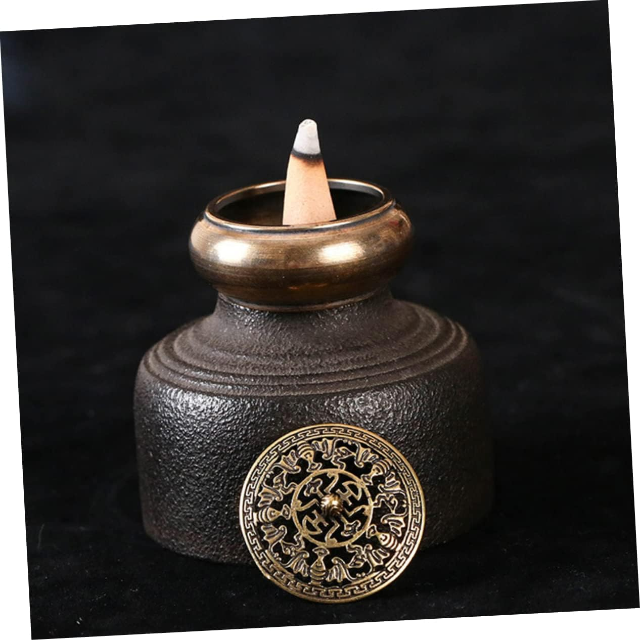 2Pcs Mini Brass Vintage Coil Incense Burner Censer Desktop Decor for Home Office Tea Ceremony Incense Sticks Holder Stylish image number 5