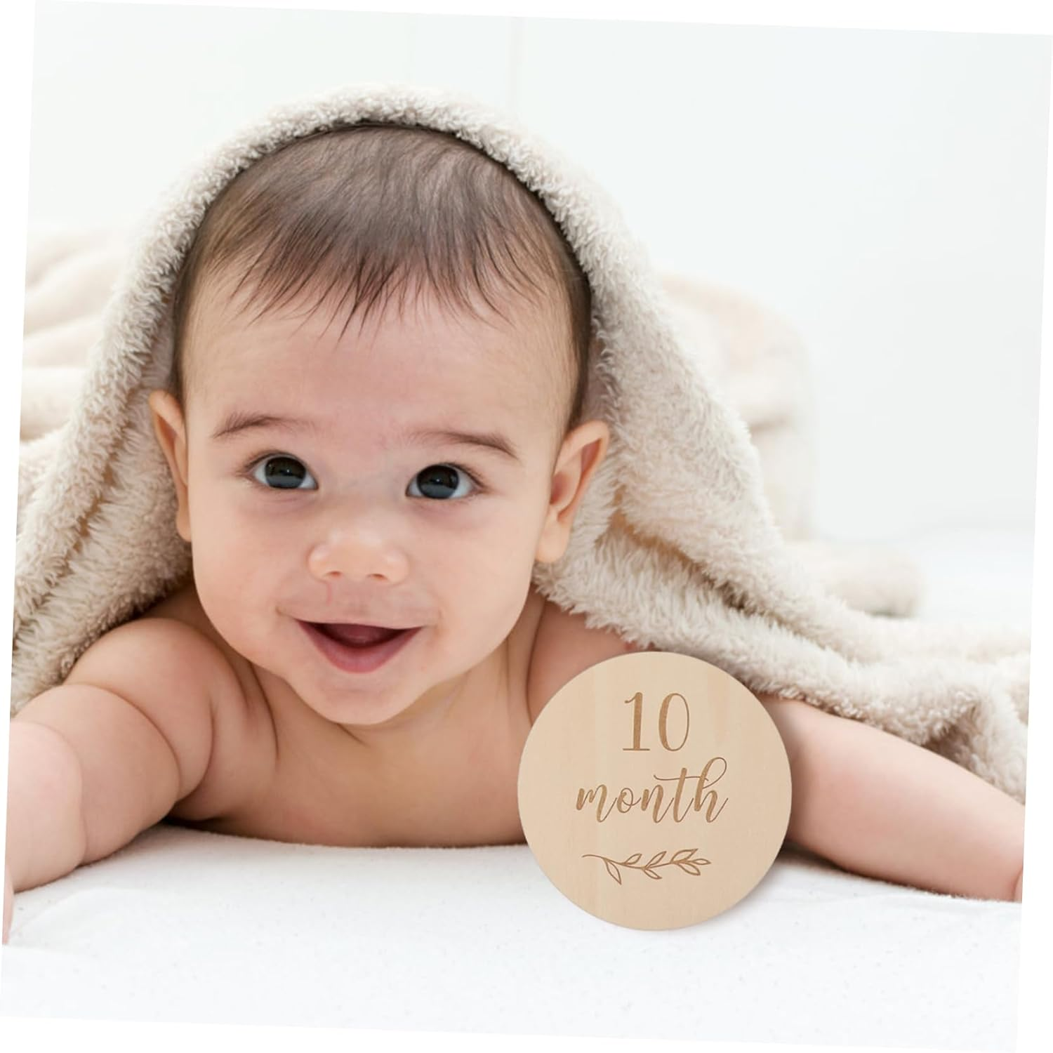 13Pcs Baby Milestone Growth Cards Wooden Monthly Infant Birthday Commemorative Cards for Newborn Photography Props