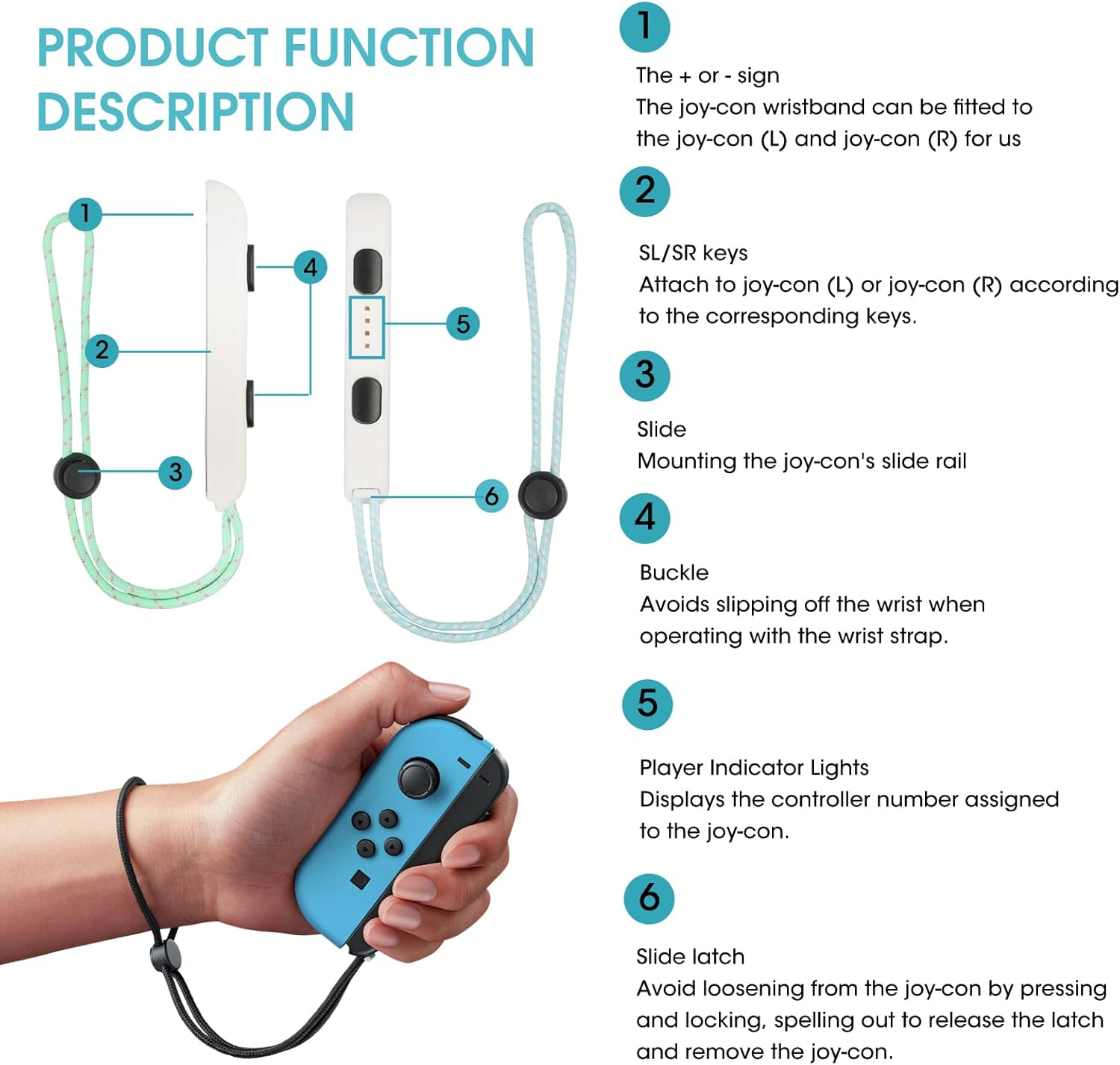 Essencenest 2 Pack Wrist Strap Controller Compatible with Nintendo Switch Joycon, Adjustable Controller Straps with Secure Lock, Replacement Lanyards for Switch Joycon (Black & Colorful)