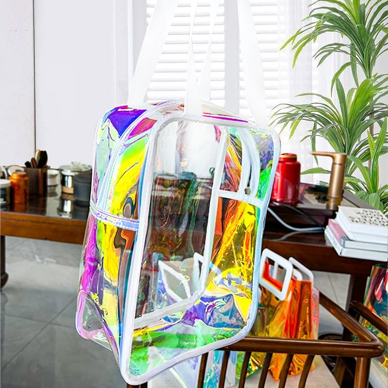 Toteprint Holographic Cosmetic Bag, Transparent, 22 X 30 X 10 Cm, Waterproof Toiletry Bag with Carry Handle, Waterproof Make up Bag with Handle, for Travel/Aeroplane, A240035-D2151-437, Modern image number 4