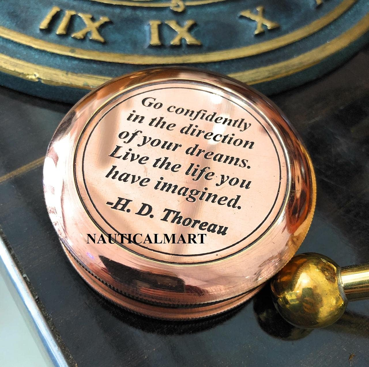 Brass Compass Go Confidently in the Direction of Your Dreams Engraved Compass for Confirmation Gifts, Baptism Gifts, Best Easter, Birthday Gifts, Graduation Gifts, Wedding Gifts, Religious Gifts image number 3