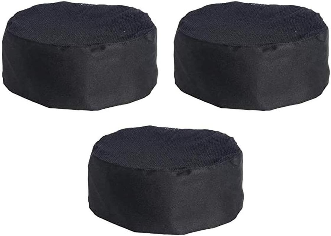 Breathable Mesh Top Skull Cap Catering Chefs Hat with Adjustable Strap Black, Black, One Size image number 5