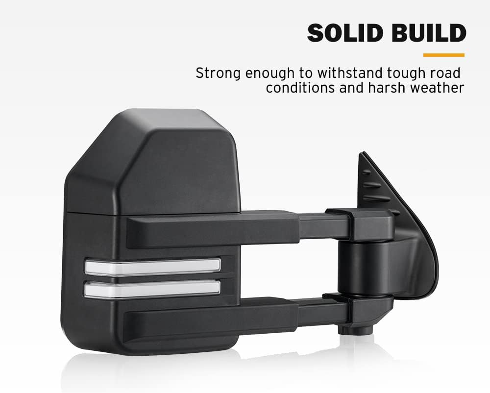 SAN HIMA Pair Towing Mirror Fits Hilux 2015-ON - Extendable Manually Foldable Side Mirror 18CM Split View, Sleek Turn Signal, Black image number 4