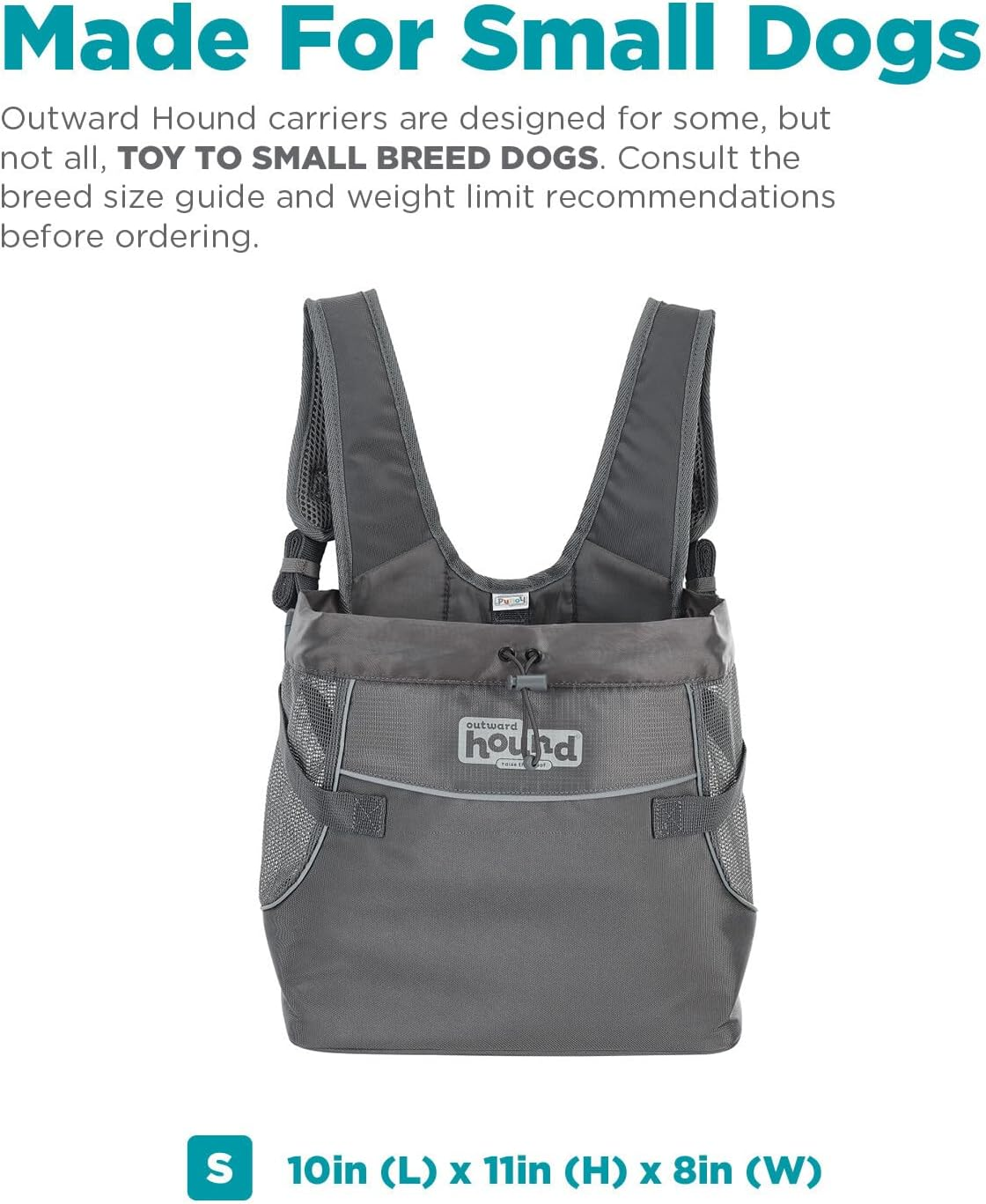 Outward Hound Puppak Dog Front Carrier, Small, Grey image number 5