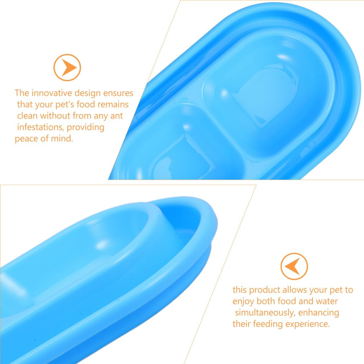 Kisangel -Ant Cat Bowl Cat Food Bowl Pet Food Bowl Cat Water Fountain Cat Water Bowl Small Flat Pet Dish Ant Away Cat Bowls Food Water Bowls Dish Away Dog Bowls Kitten Dish Pp Blue image number 2