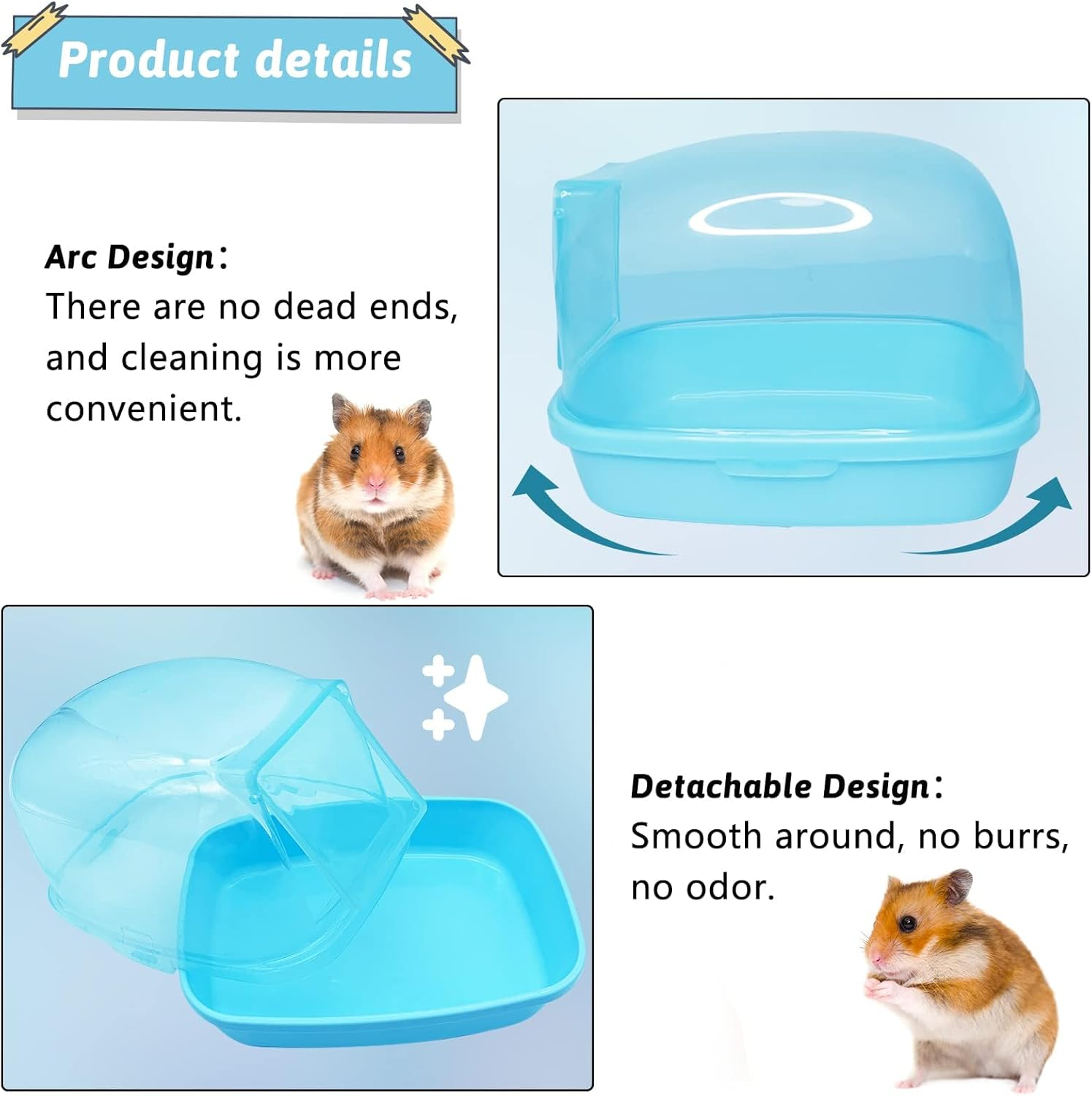 Hamiledyi Dwarf Chinchilla Sand Bath House,Syrian Hamster Sauna Room Plastic Small Animals Dust Bathroom Toilet for Hamster Gerbil Hedgehog Squirrel Totoro image number 6