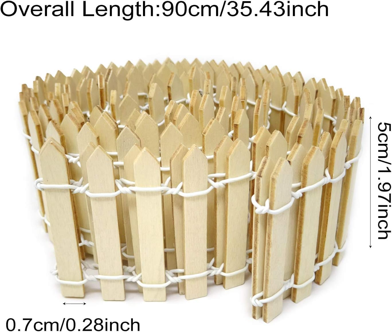 Wood Picket Fence Garden Decorative Fence,2Pc Miniature Fairy Garden Fence Wood Decorative Ornaments Fences,Miniature Garden Ornament Wooden Garden Ornament Fence, Naked image number 2