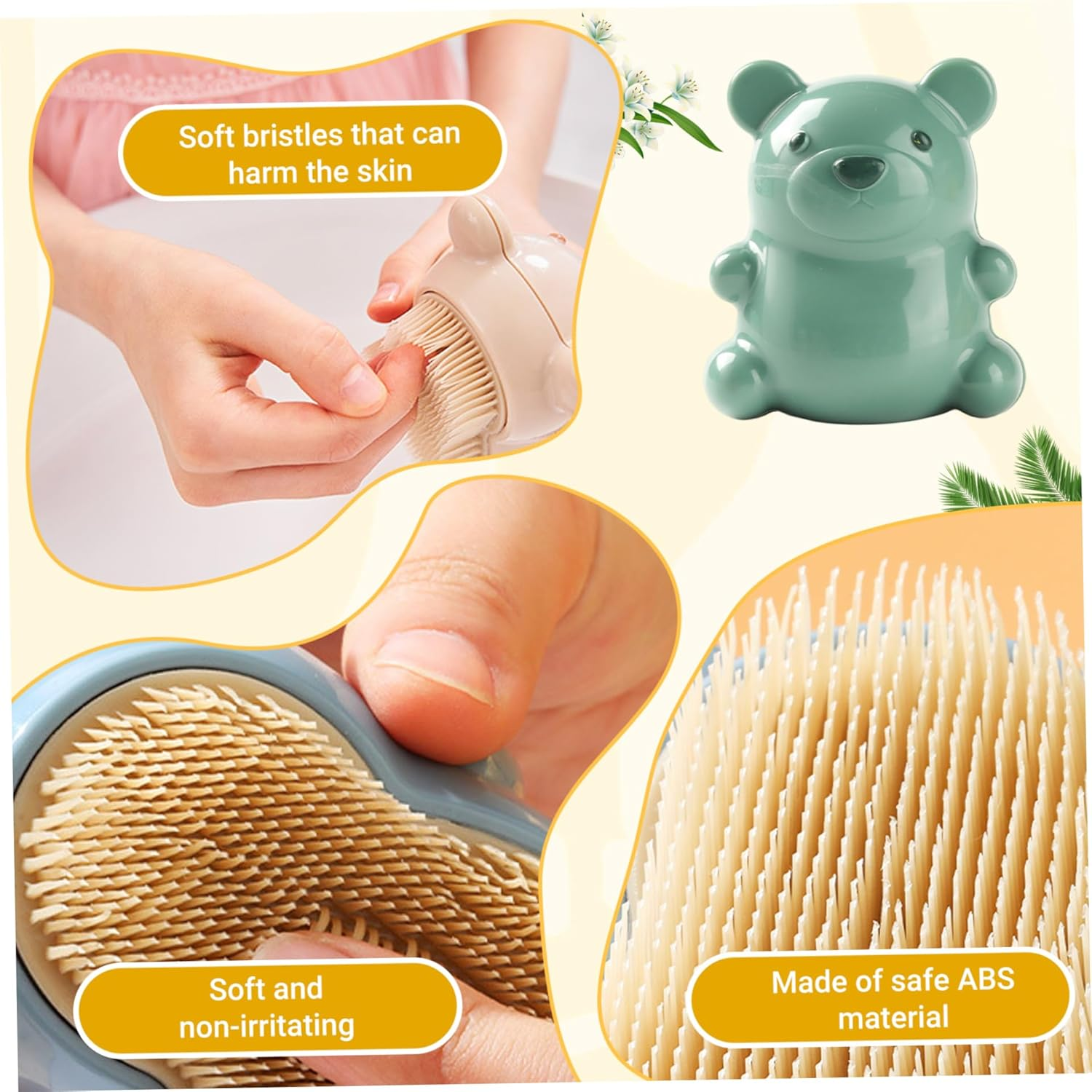 Nail Cleaning Brush, Cute Bear Nail Scrubber Brush with Soft Bristle for Toes and Nails Men Women, 2.9X3.2 Inch image number 3