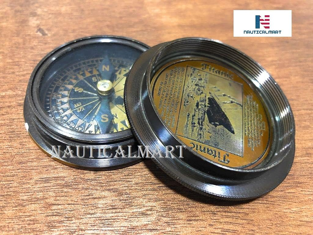 NAUTICALMART Titanic Antique Style Brass Compass Engraved Pocket Compass Unique Gift Baptism Gifts Missionary Gifts Birthday Gifts Love Gift image number 5