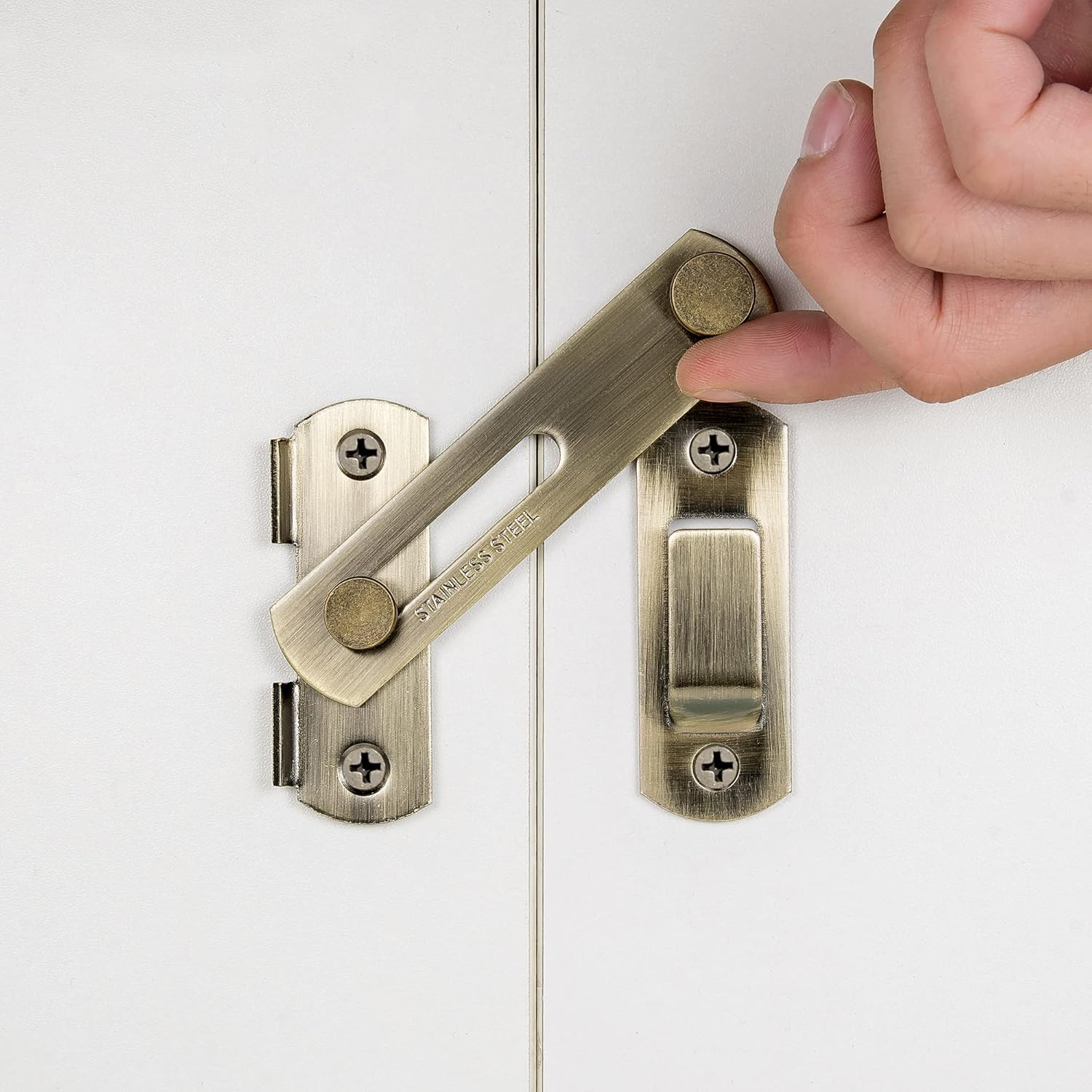 INIRET 2 Packs Barn Door Latches，3.93&rdquo; X 2.75&rdquo; Bronze Stainless Steel Barn Gate Flip Door Latch Bi-Fold Door Lock,Sliding Door Antique Lock Gate Latches Wine Cabinet Carbon Steel Closet Door Latches