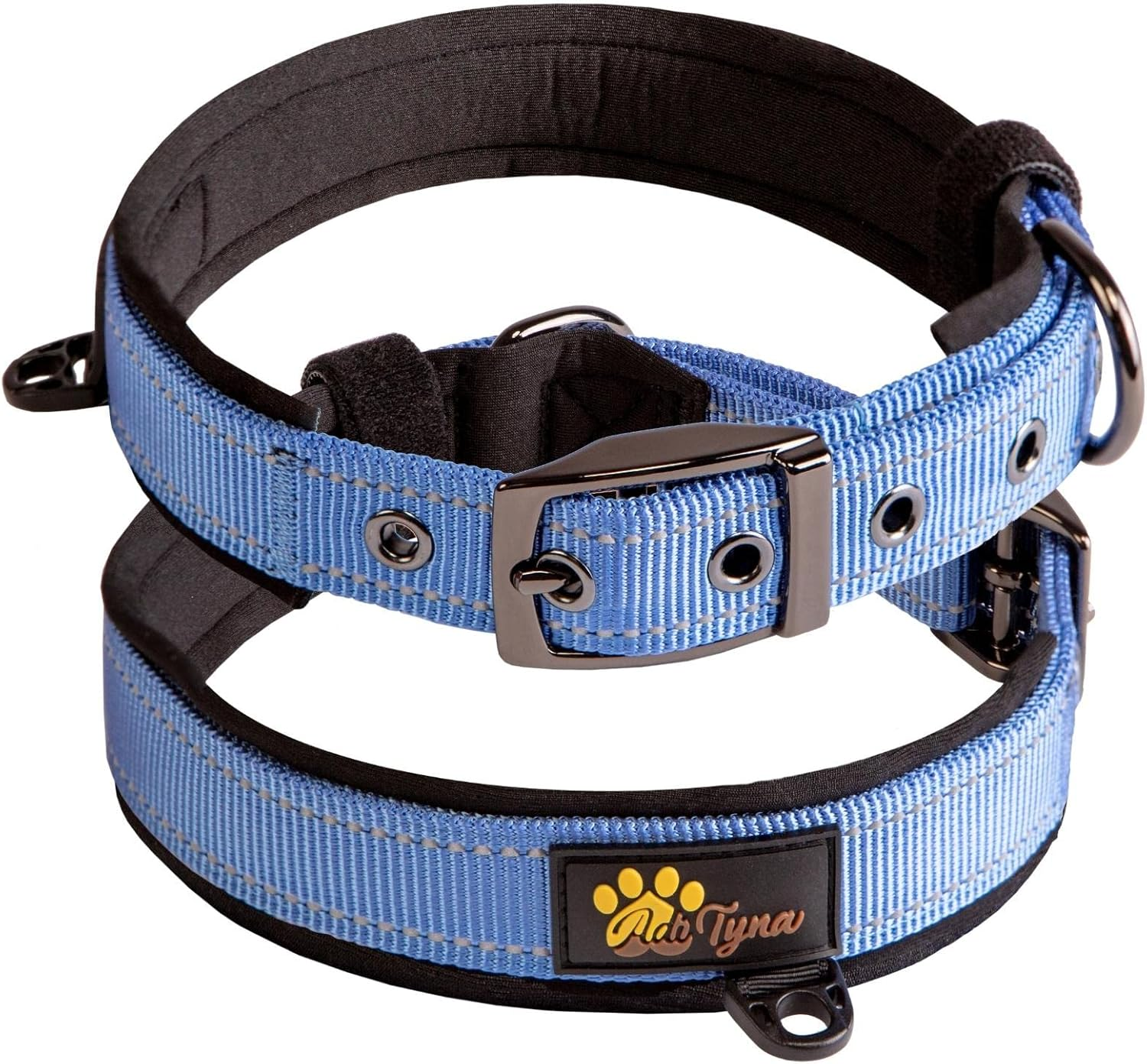 ADITYNA Heavy Duty Dog Collar for Large Dogs - Reflective Green Collar with Handle for Training, and Walking - Wide, Thick, Tactical, Soft Neoprene Padded