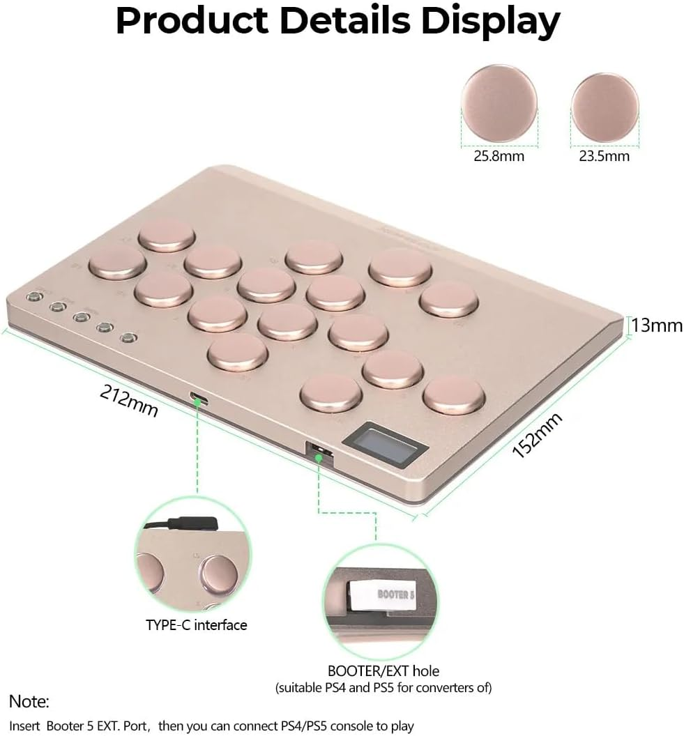 [Newest Ver. 2025 / CNC ALUMINIUM] COSMOX Hautepad M LITE Leverless Arcade Stick Compatible with PC/PS4/PS3 (16 Button) : - Low-Profile Crystal Switches - Slim Form Factor - RGB Lighting - USB Type C - Dark Grey image number 4