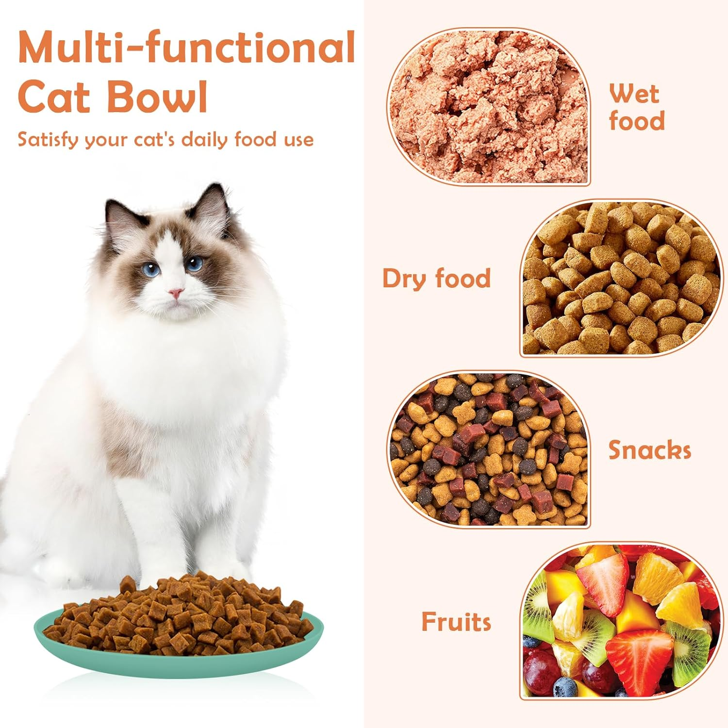 10 PCS Shallow Cat Food Dish, round Cat Plates for Wet Food in 4 Colours, Whisker Fatigue Free Cat Dishes for Kittens and Short Legged Cats, Colored Flat Cat Bowl in Plastic for Dry Food image number 3