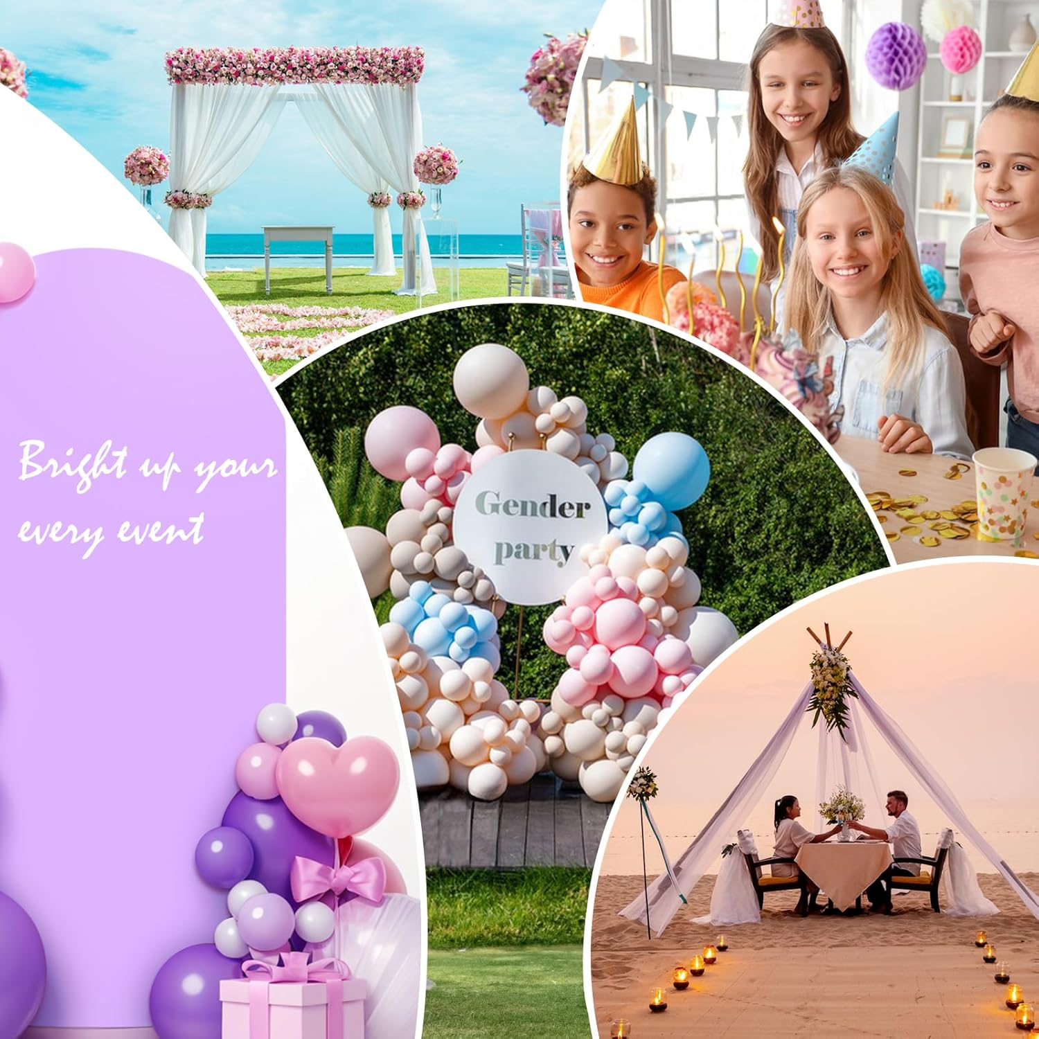 LEBENGURU Set of 2 Upgraded Wedding Arch, 6.6FT & 7.2FT Purple Spandex Fitted Arch Backdrop, round Top Chiara Stand Covers for Birthday Party, Baby Shower, Banquet & Balloon D&eacute;cor image number 6