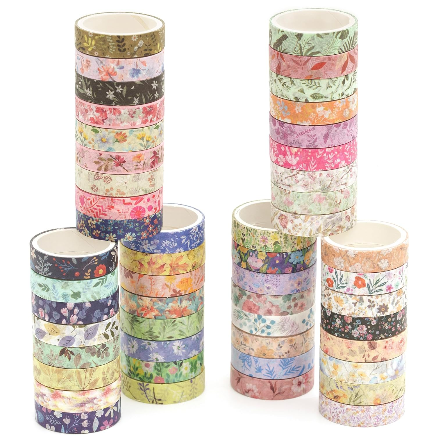 YUBBAEX Flowers Washi Tape Pack 50 Rolls Floral Printed Masking Tape Plants Decorative for Arts, DIY Crafts, Journal Supplies, Planners, Scrapbook, Card/Gift Wrapping image number 4
