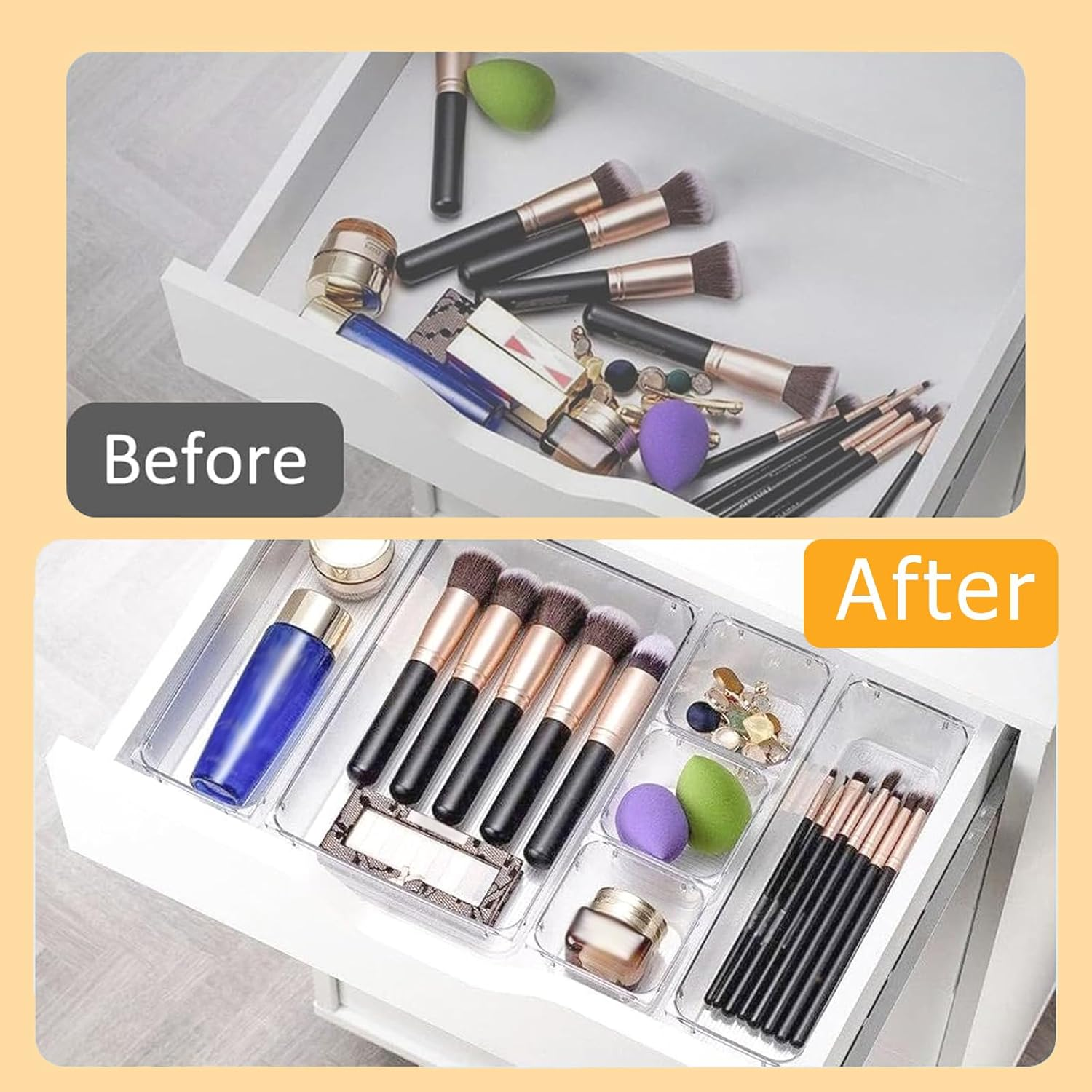 28PCS Drawer Organiser Set, 4 Sizes Clear Plastic Organisers for Vanity, Desk & Bathroom &ndash; Versatile Storage for Makeup, Jewellery & Small Itemsstackable Drawer Organizers, Ideal for Home Organisation image number 4