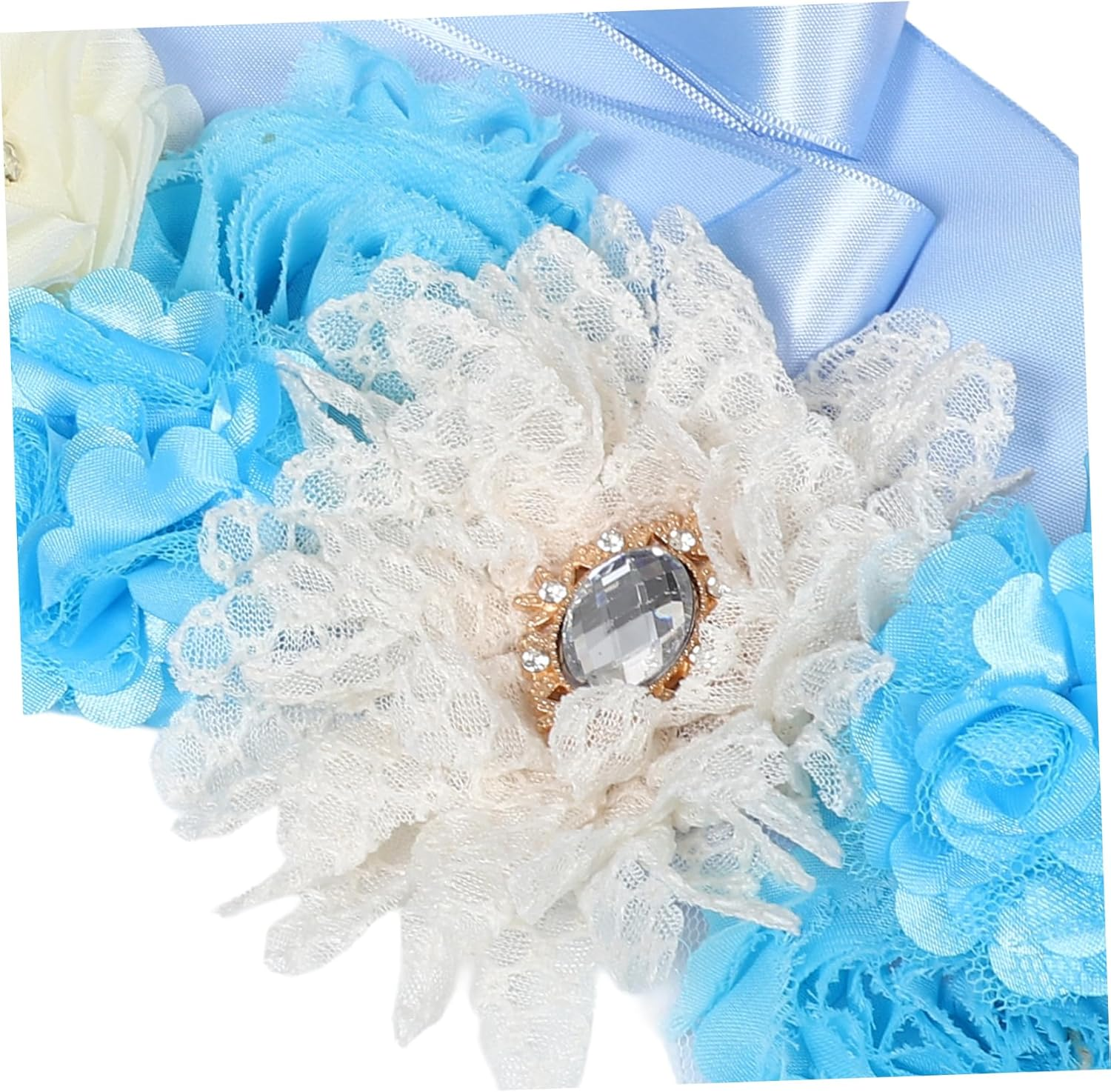 2Pcs Maternity Daisy Flower Sash Belt for Women Elegant Waist Support for Showers and Maternity Photoshoots Rhinestones - Beige image number 5