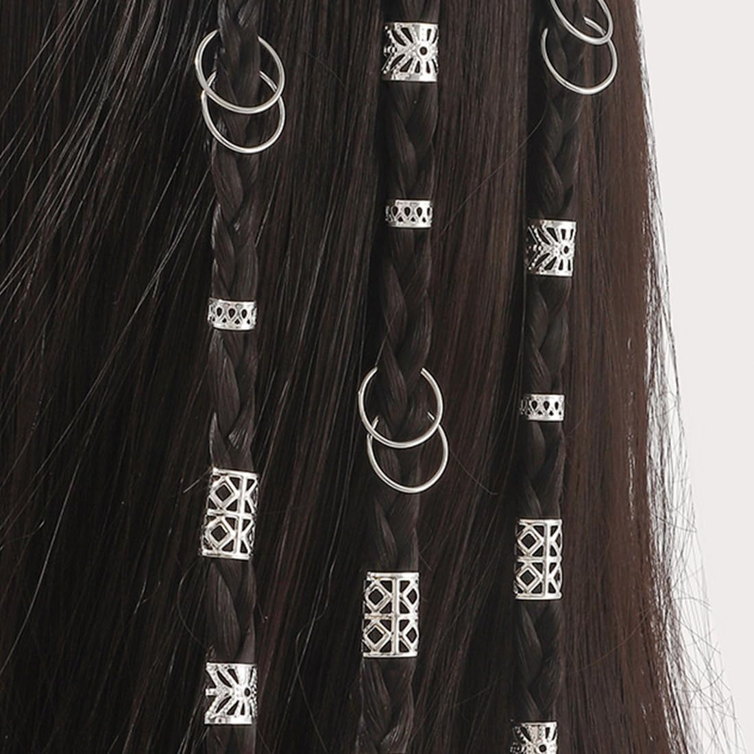 80 Pieces Silver Hair Accessories for Braids, Jewellery for Hair, Cuff Clips for Dreadlock Accessories, Hair Spiral Clips Hair Accessories for Dreadlocks for Men, Women, Girls and Boys Braids image number 2