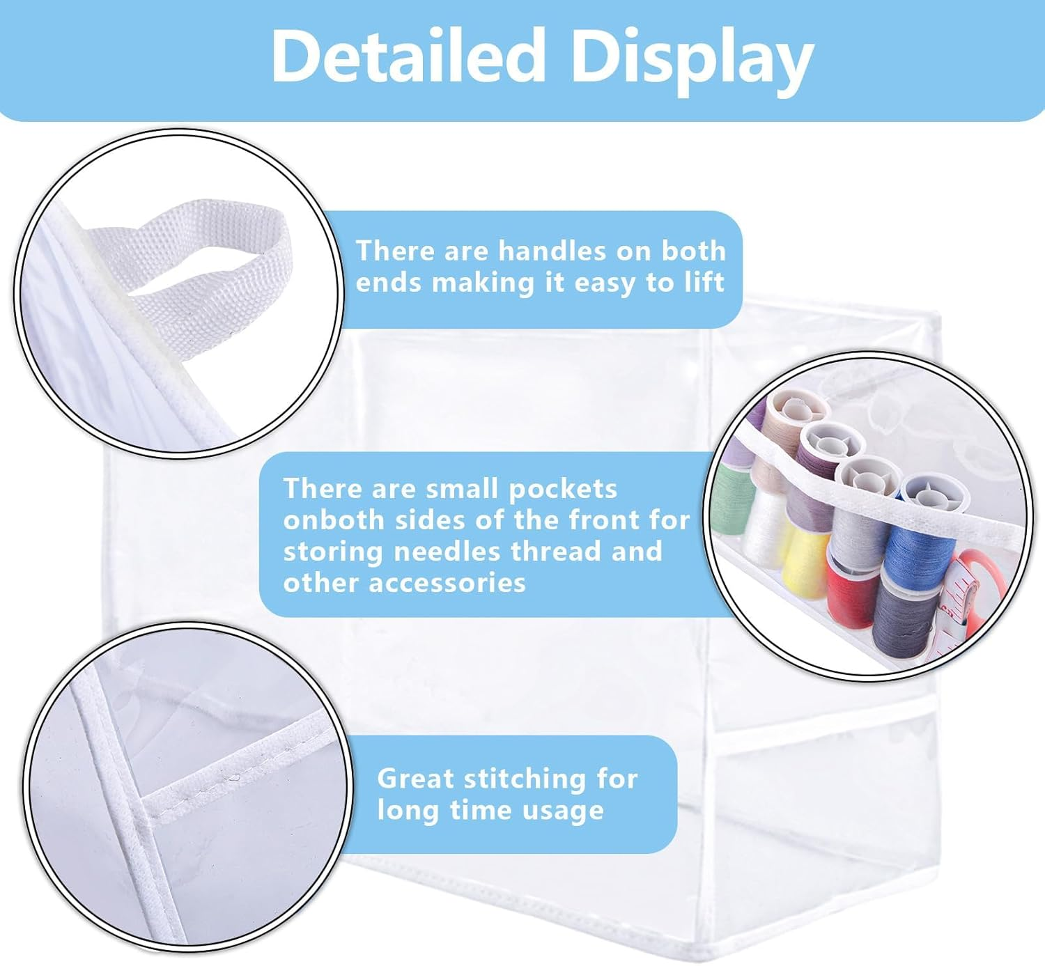 HDBHBH Sewing Machine Cover, Transparent Plastic Dustproof, Resistant Protective Quilted Carrying Covers Accessories, Universal for Most Standard Machine image number 1