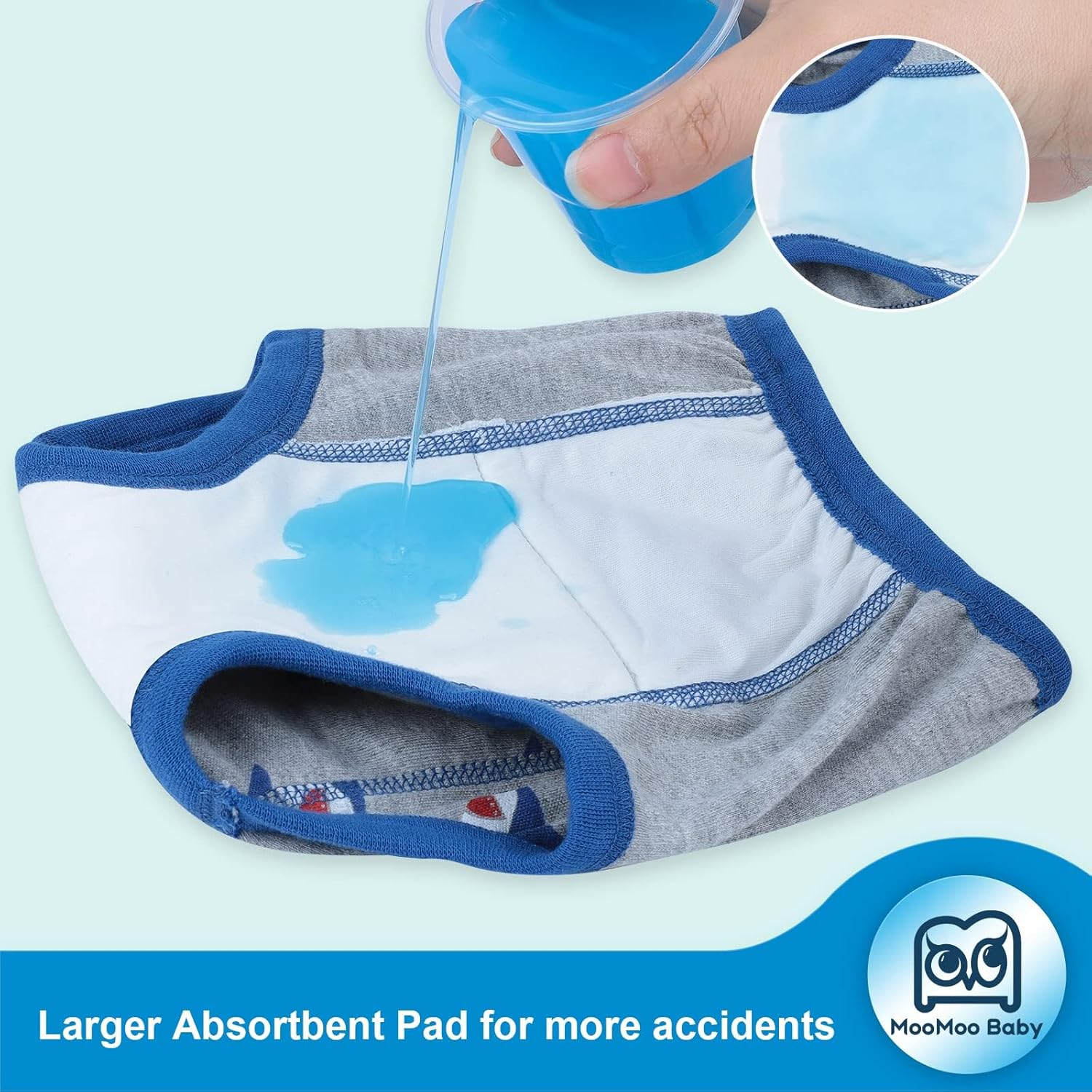 Moomoo Baby Potty Training Pants 4 Packs Absorbent Shark Training Pants for Boys and Girls 4T image number 4