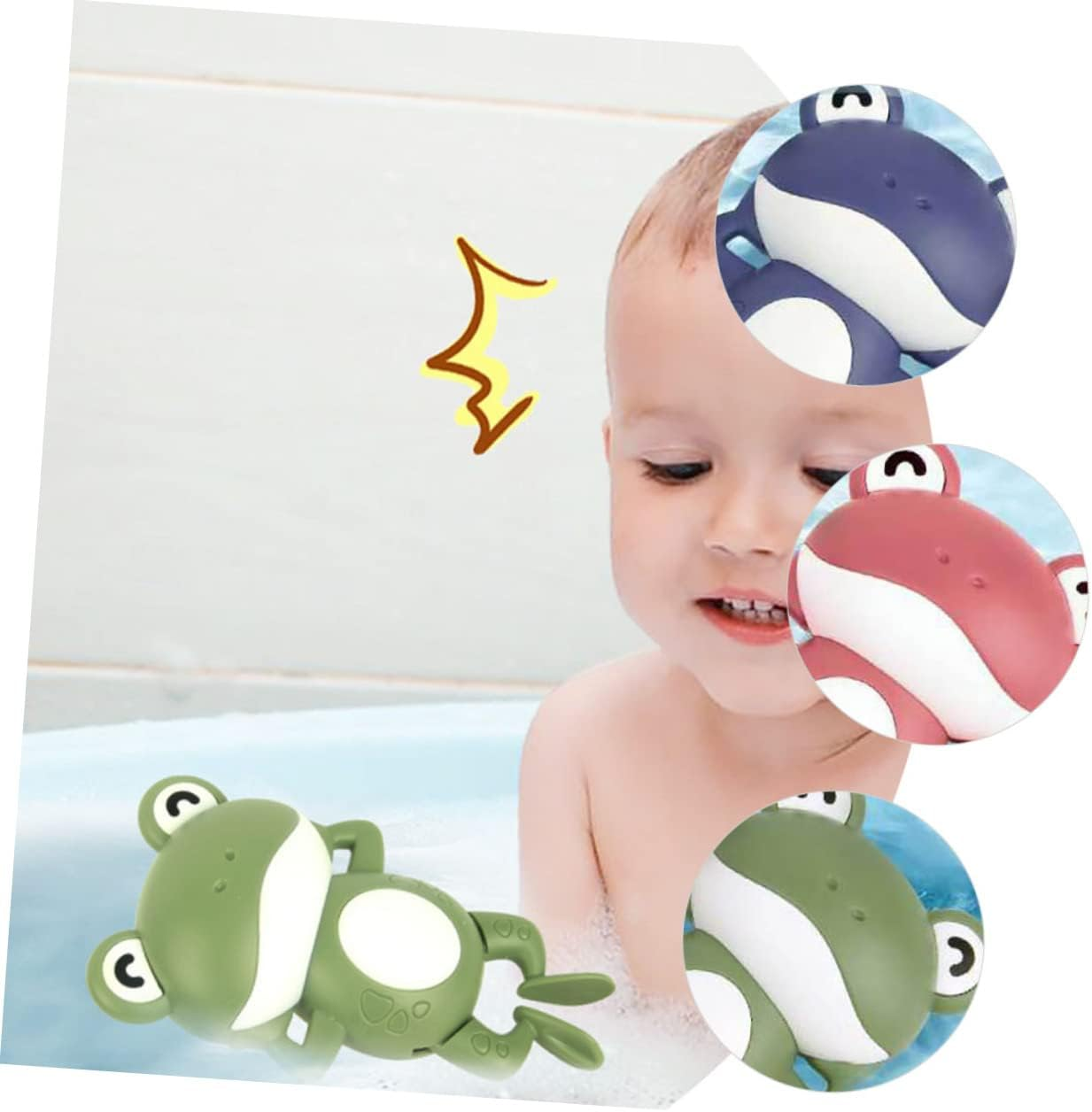 3Pcs Frogs Bath for Boy Girl Cartoon Animal Playthings Safe Wind up Swimming Frogs for Bathtub Water Fun and Motor Skill Development image number 4