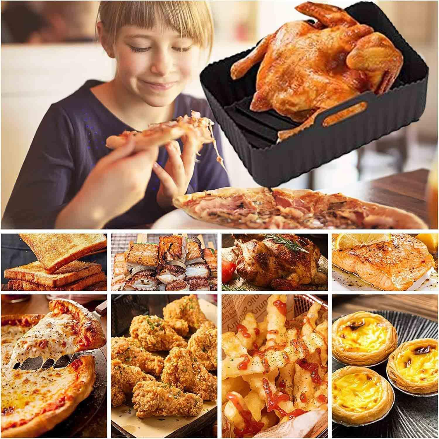 Air Fryer Silicone Liners for Ninja Dual Air Fryer, 2Pcs Non-Stick Air Fryer Basket Accessories for Ninja AF300 AF400UK, Reusable Silicone Air Fryer Liners for Ninja Foodi image number 4