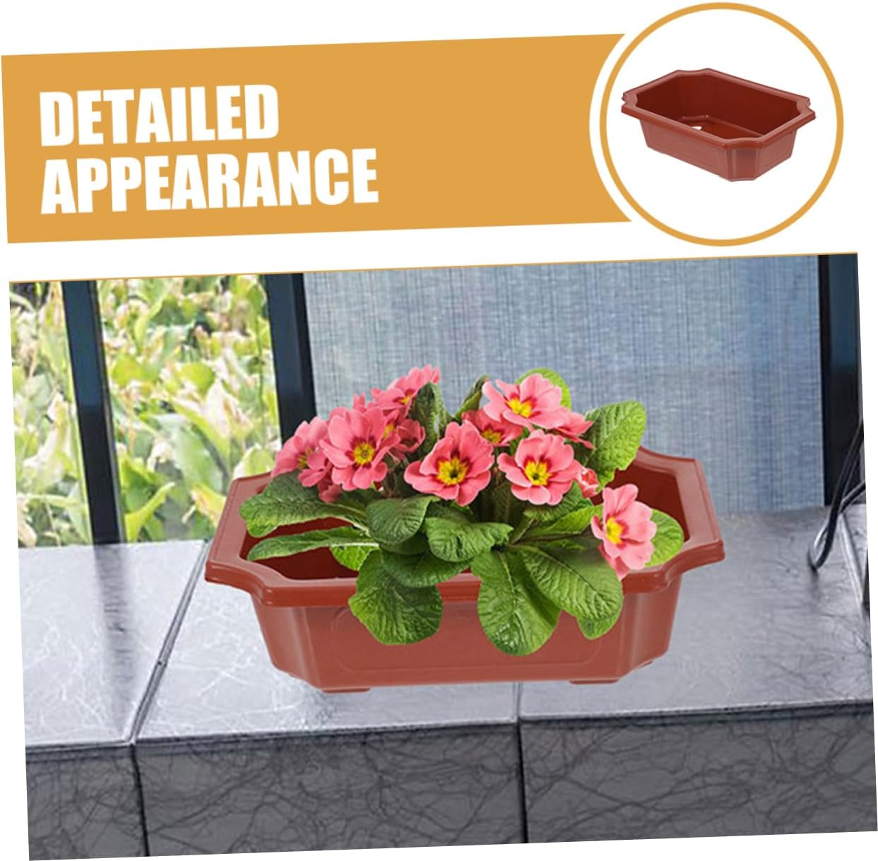 TOYZFRIENDY 5Pcs Rectangular Drainable Flowerpot Breathable for Gardening and Fern Pots Decorative and Space-Saving Design image number 3