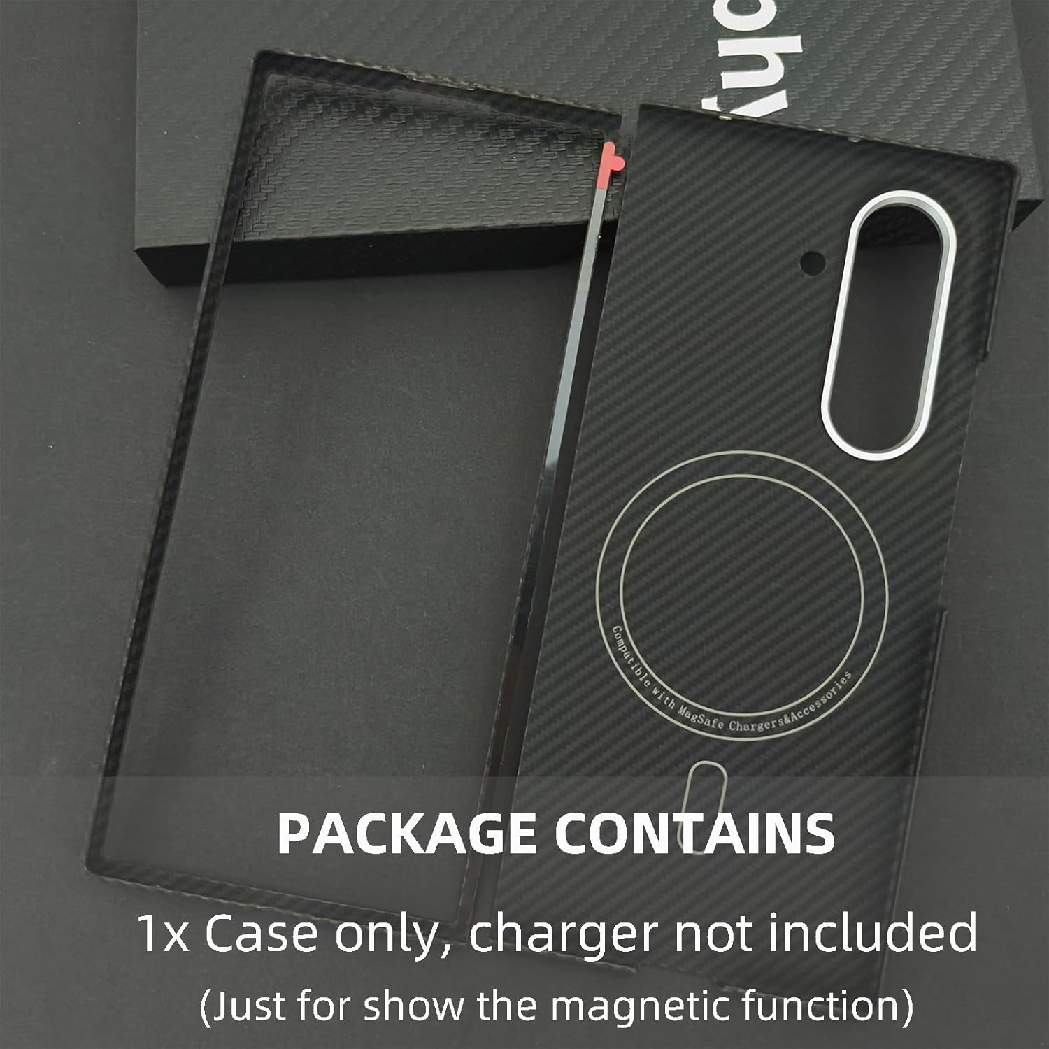 Sisyphy Aramid Fiber Case for Samsung Galaxy Z Fold 7 Compatible with Magsafe, Black 600D with Carbon Fiber Texture, Super Slim Protective Cover Skin, Soft Touch Sturdy Durable Snap-On Back Cover - Black 1500D With Magnets image number 4