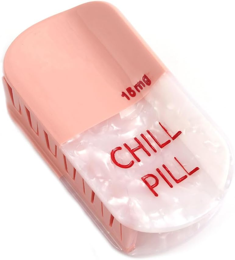 PERSONFUN Chill Pill Hair Claw Clip | 15Mg Pink Capsule Acetate Hair Clip | Fun Relaxation Theme Hair Accessory | Cute Novelty Gift for Women, Pharmacists, Students image number 1