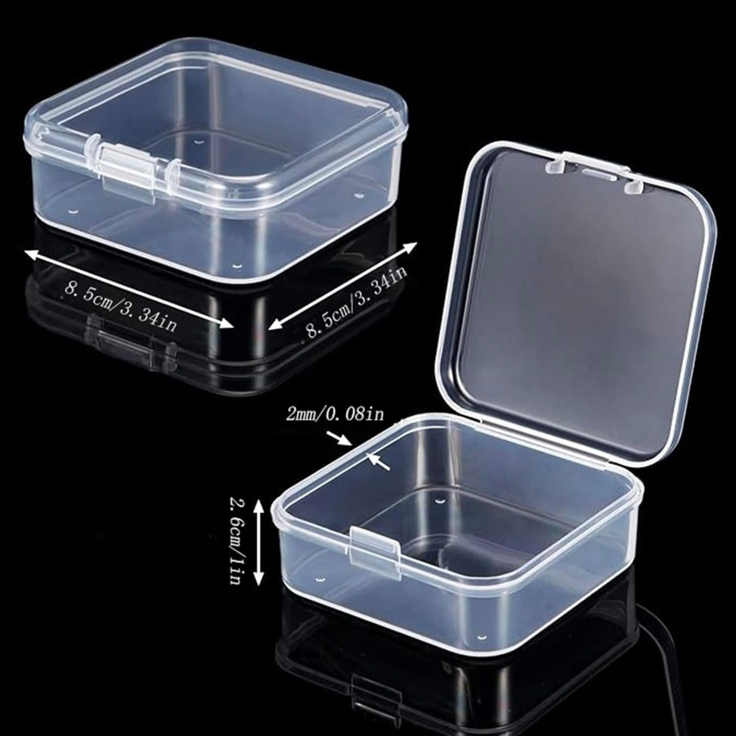 6Pcs Small Plastic Containers with Hinged Lid, Clear Beads Storage Containers, Craft Storage Box, Soap Travel Storage Cases, Organizer Containers for Small Items Jewelry Hardware Accessories image number 3