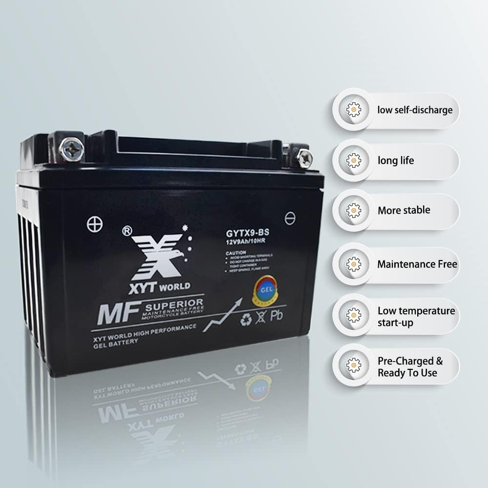 YTX9-BS 12V9Ah Motorcycle GEL Battery Dirt Bike ATV Quad Scooter Motorbike Replace GTX9-BS CTX9-BS YTX9-BS image number 2