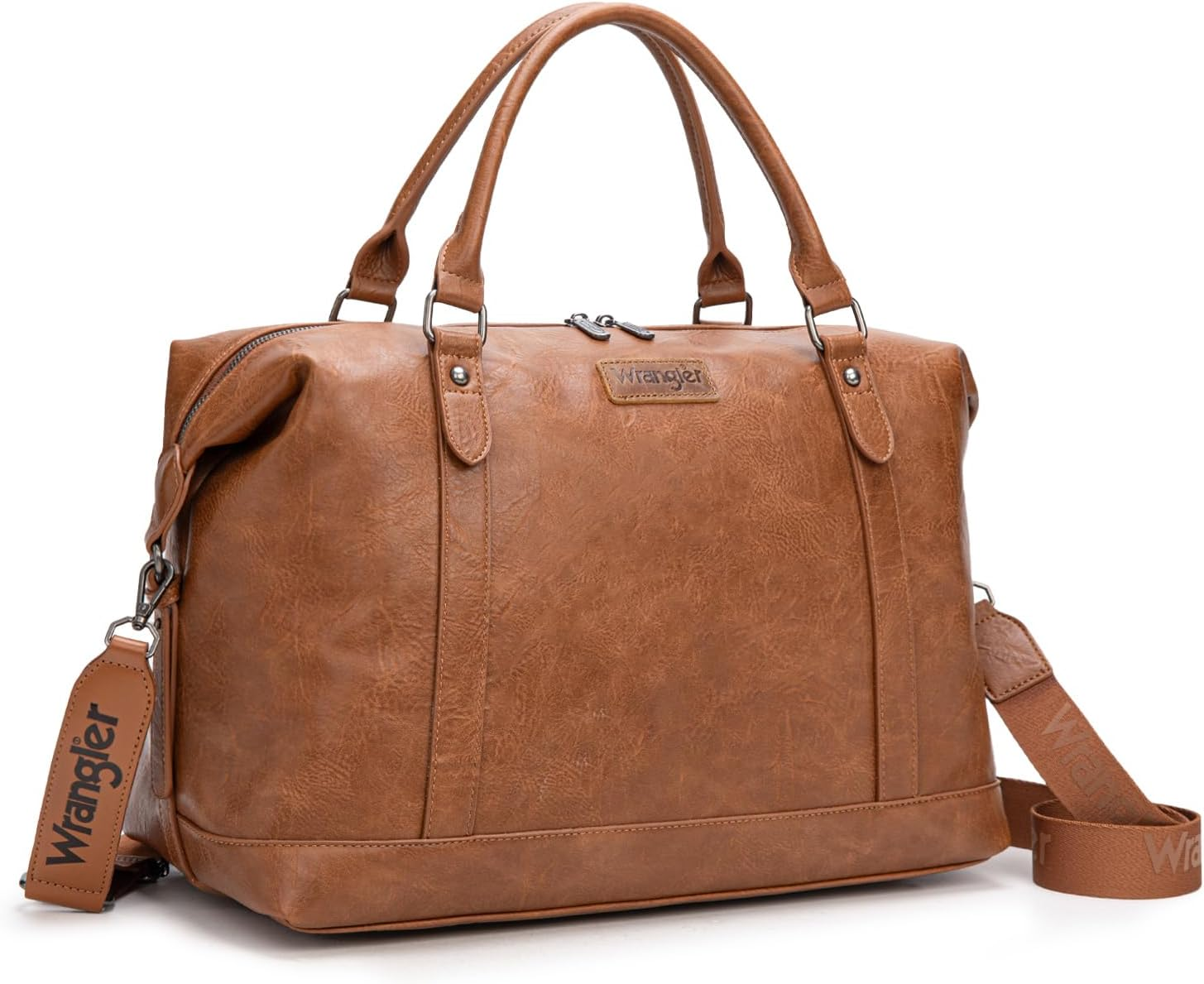 Wrangler Duffle Bag for Travel Large Weekender Bags for Women Waterproof Carry on Overnight Bag, Black, Large, Minimalist