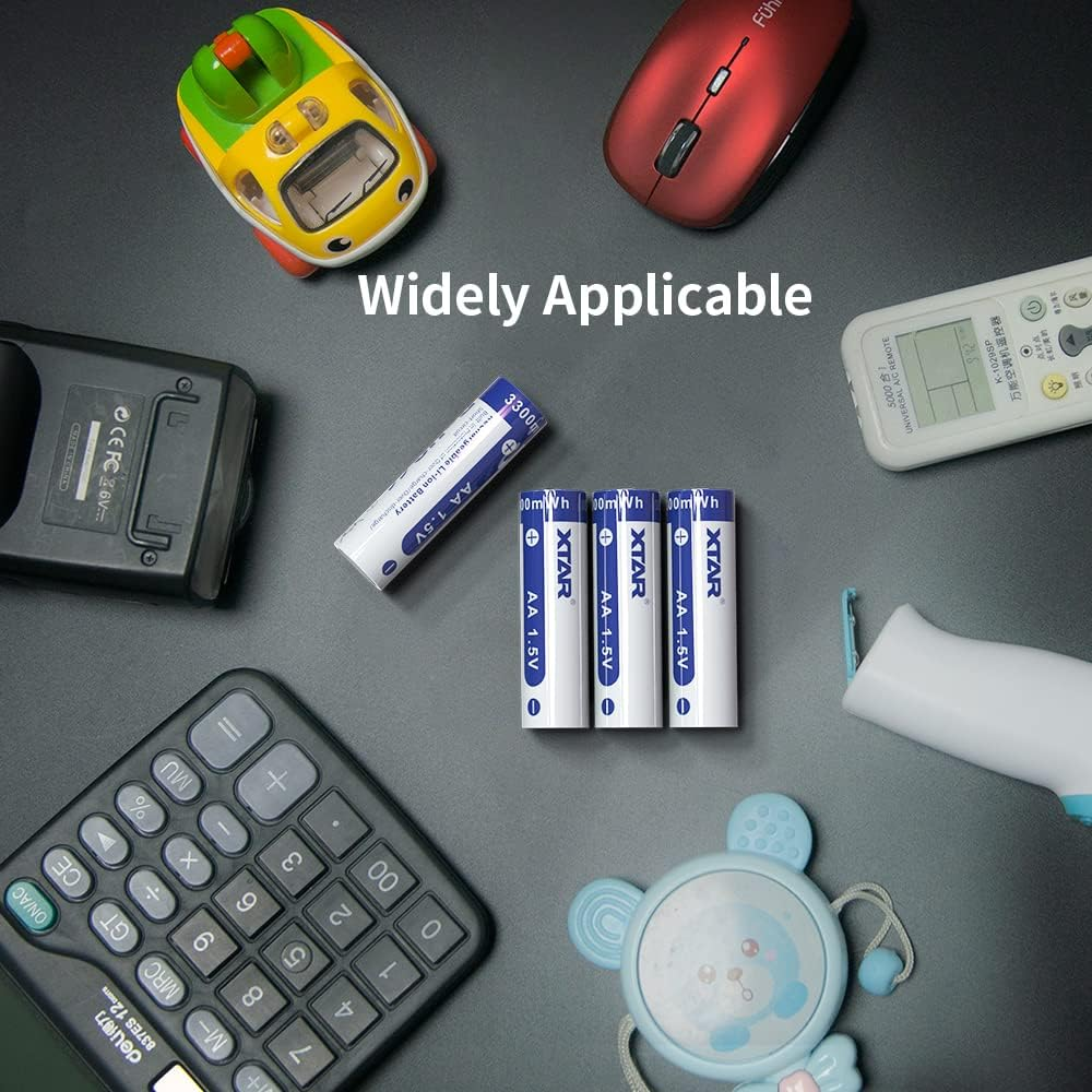XTAR 1.5V 4-Pack AA Rechargeable Battery,3300Mwh Lithium Rechargeable Batteries High Capacity 1000 Cycles image number 1