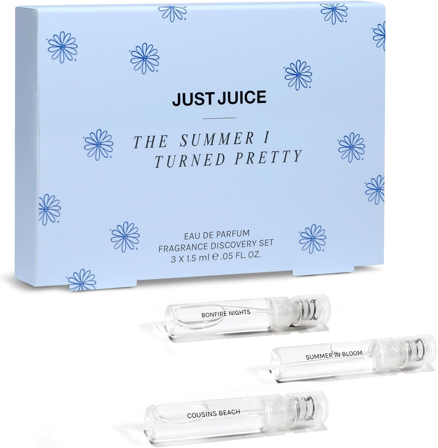 The Summer I Turned Pretty Discovery Set by Just Juice for Women - 3 X 0.05 Oz -Cousins Beach EDP Spray (Mini), Summer in Bloom, Bonfire Nights image number 3