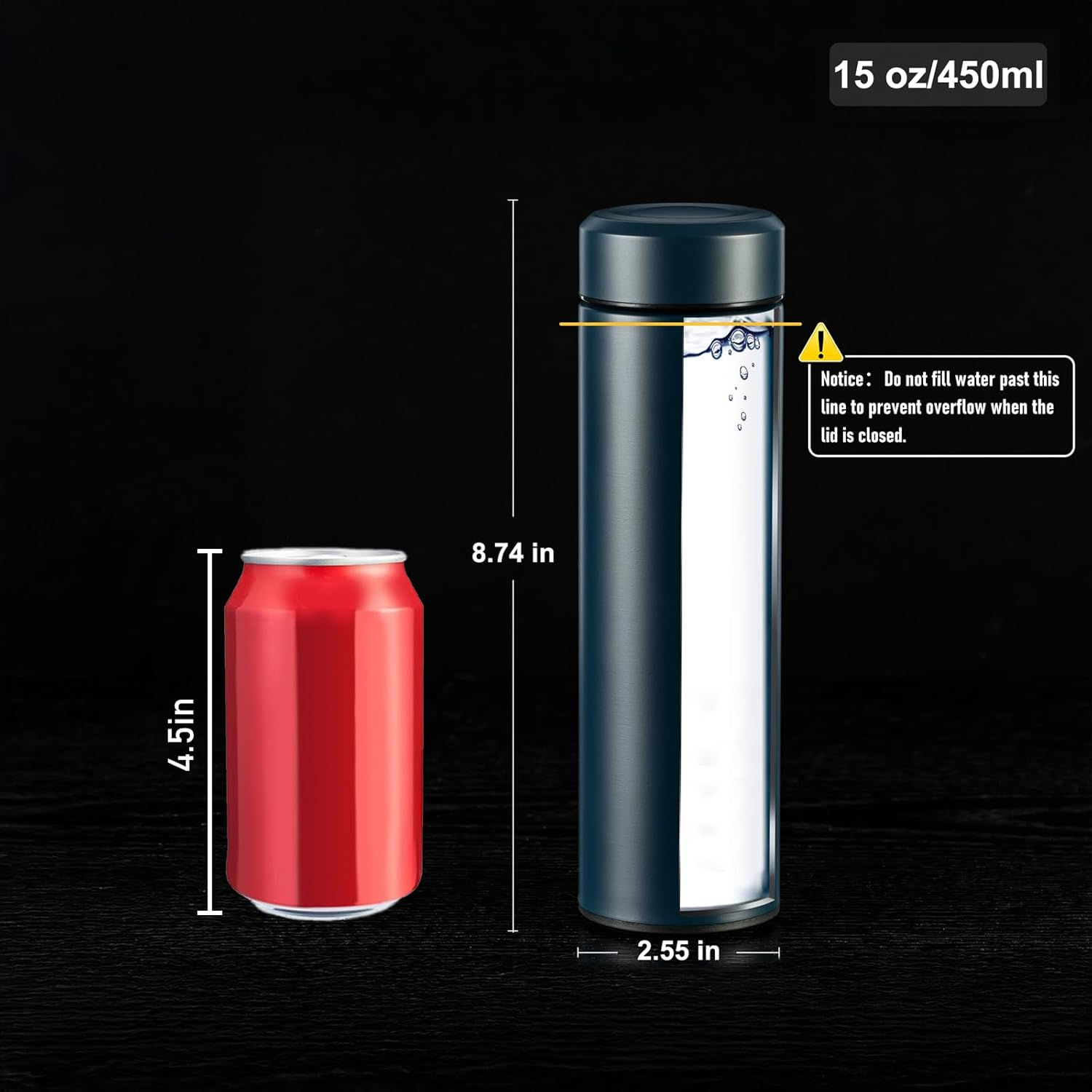 PARACITY Insulated Water Bottle,17 Oz Stainless Steel Thermo, Double Wall Vacuum Simple Modern Water Bottle, Metal Water Bottle Keeps Hot for 12 Hrs, Cold for 24 Hrs, for Coffee, Drinks