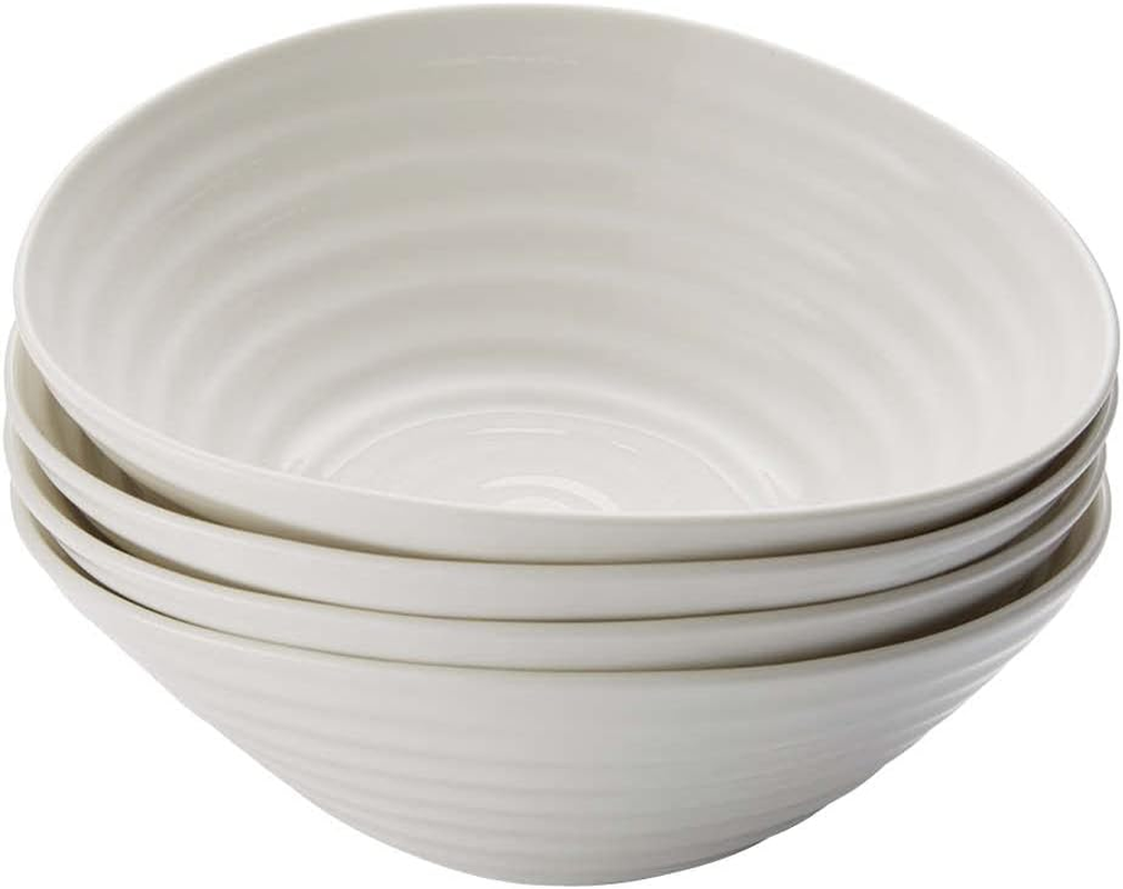 Portmeirion Sophie Conran White Cereal Bowl | Set of 4 | Dinnerware Bowl for Soup or Cereal | 7.25 Inch | Made from Fine Porcelain | Microwave and Dishwasher Safe