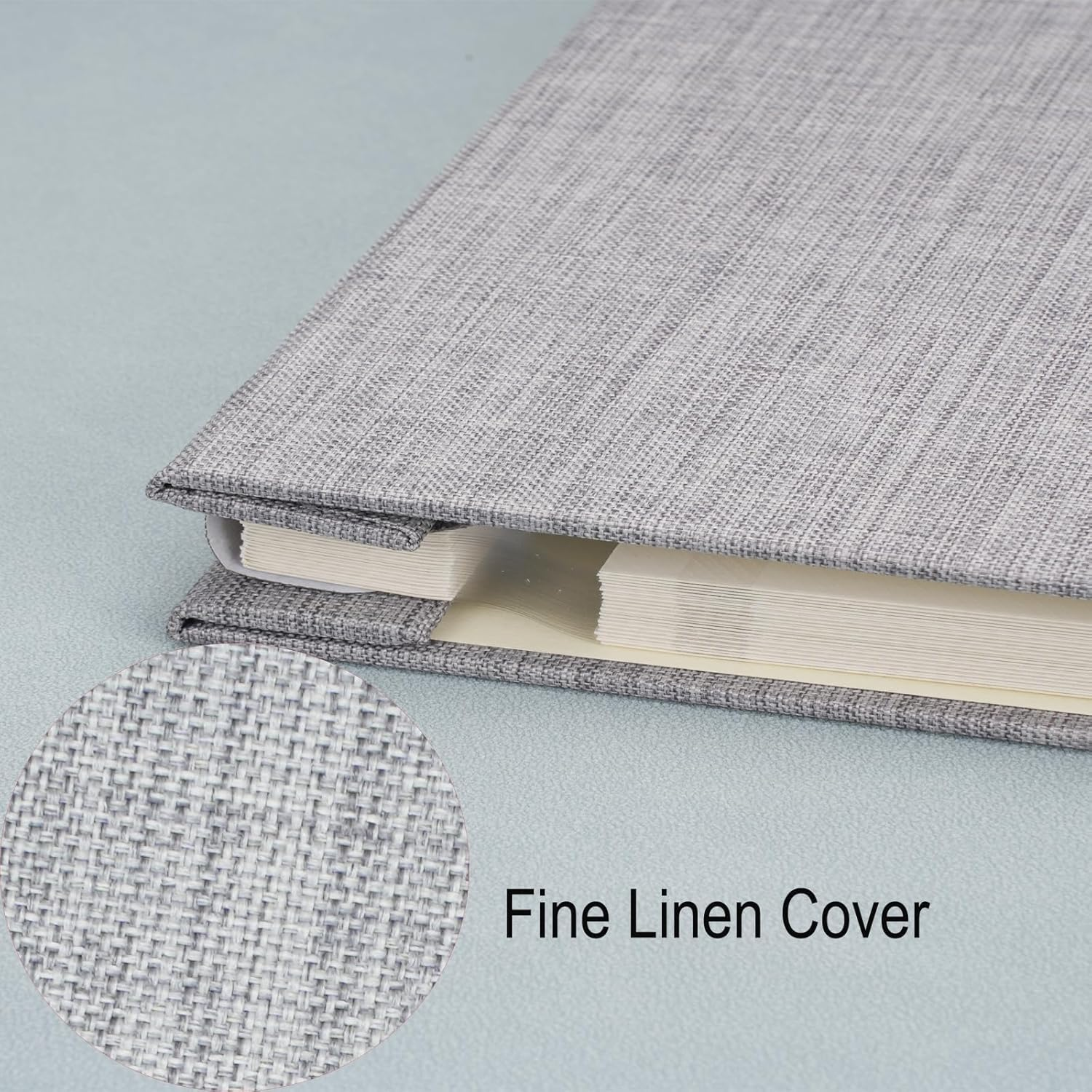Large Photo Album Self Adhesive for 4X6 5X7 8X10 Pictures 60 Blank Pages,Diy Linen Scrapbook Album with 1 Metallic Pen (Classic, Grey, 11"X10.6" 60Pages)