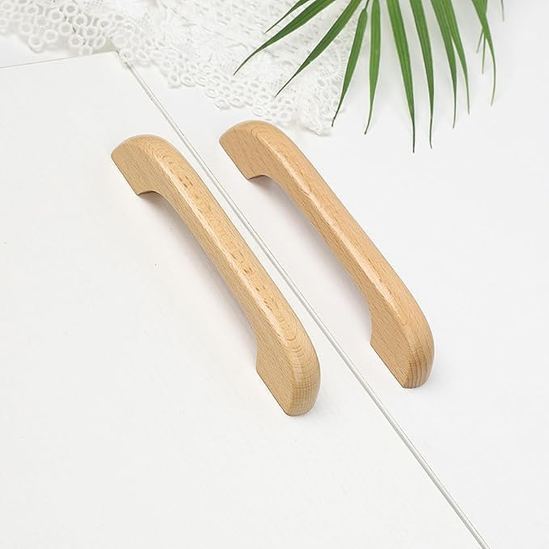 10 PCS Wooden Drawer Pulls Wooden Handles Wood Cabinet Pulls Unfinished Knobs Pulls Handles with Screws Wood Handles for Drawers Dresser Wardrobe image number 6