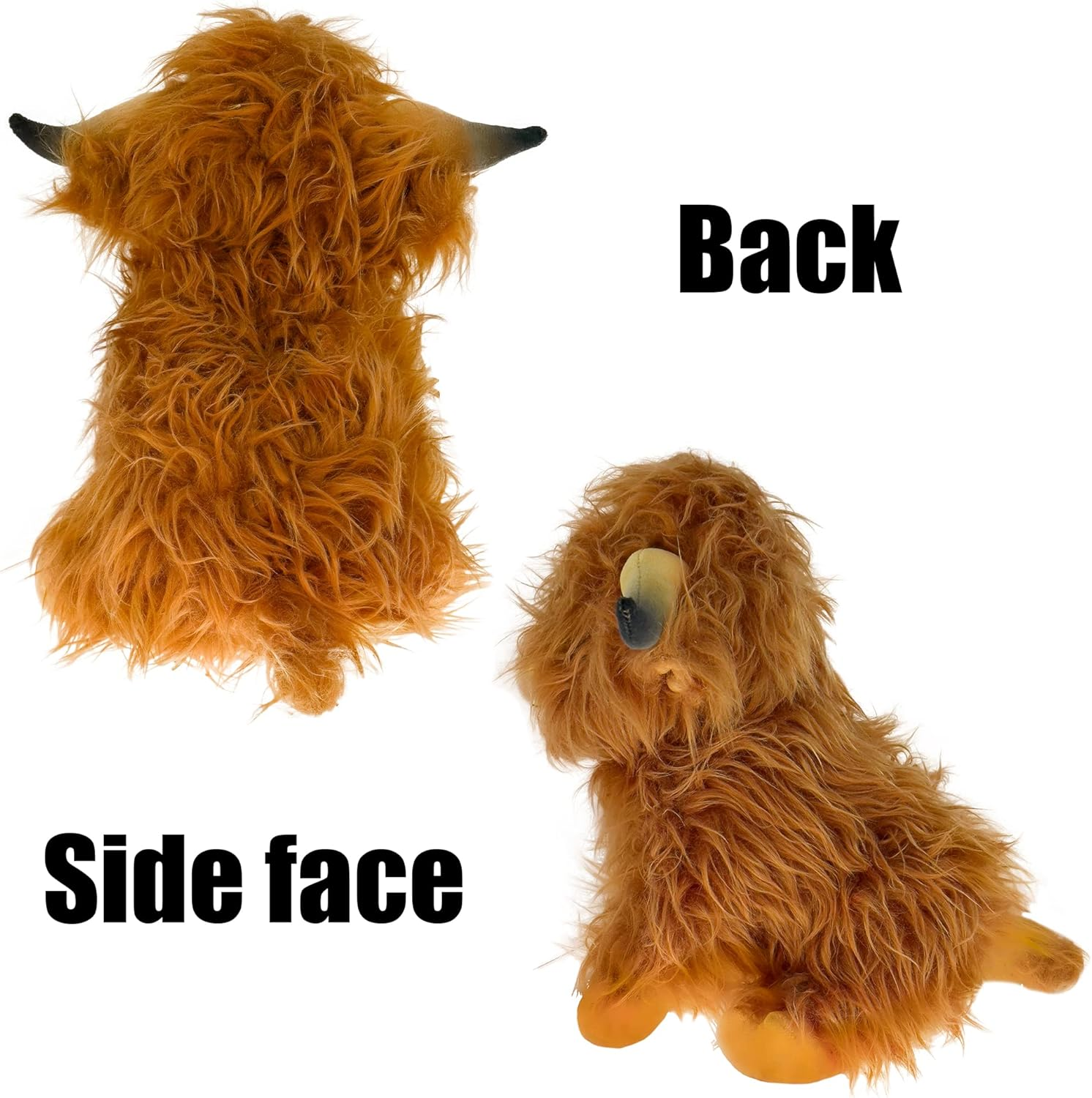 GARKALY 12 Inch Highland Cow Stuffed Animal,Scottish Fluffy Cow Plush,Cute Realistic Soft Cow Stuffed Animal Farm Decor Birthday Gift Toy for Adults Kids (Brown)