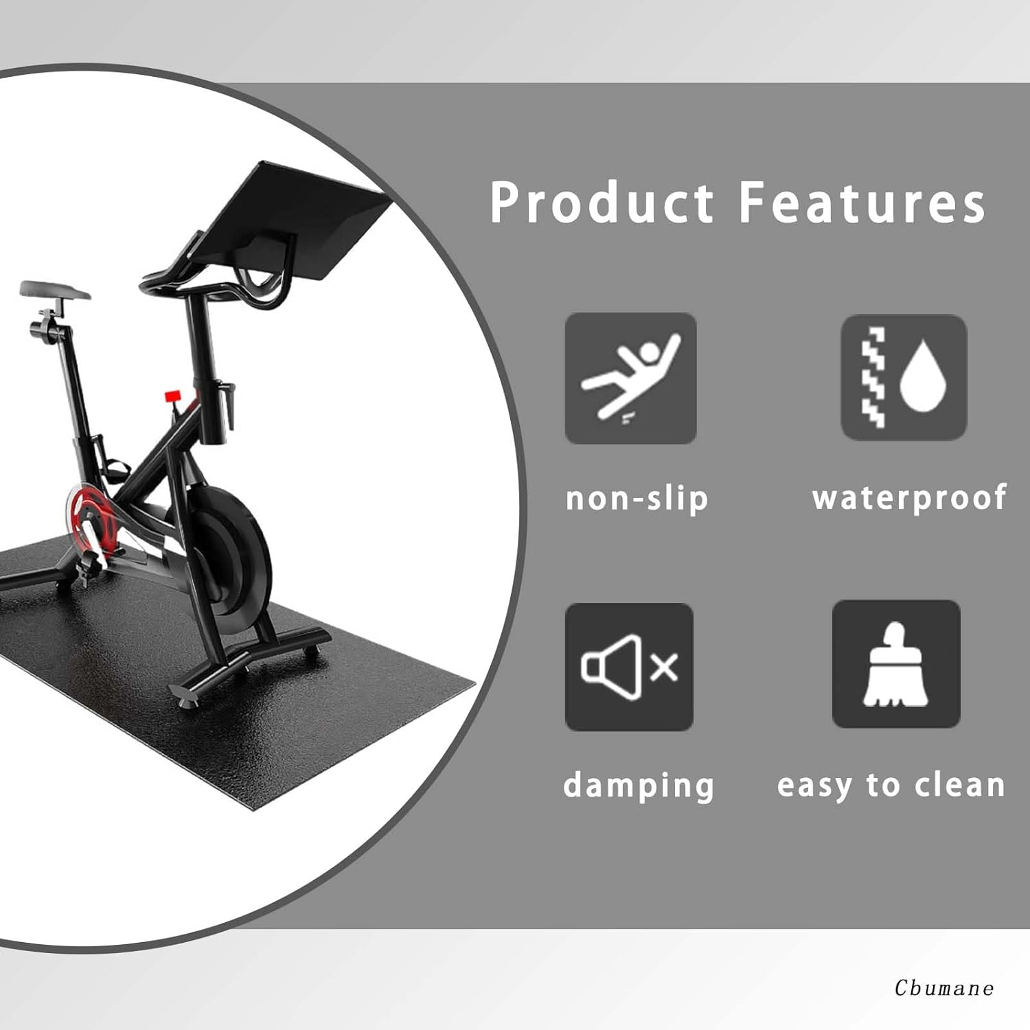 Exercise Equipment Mat | Bike Trainer Elliptical Treadmill Mat | Walking Pad Treadmill | 55L*27W*0.23Th | Bike Mat Indoor | Stationary Bike Mat | Exercise Gym Pad Floor image number 1