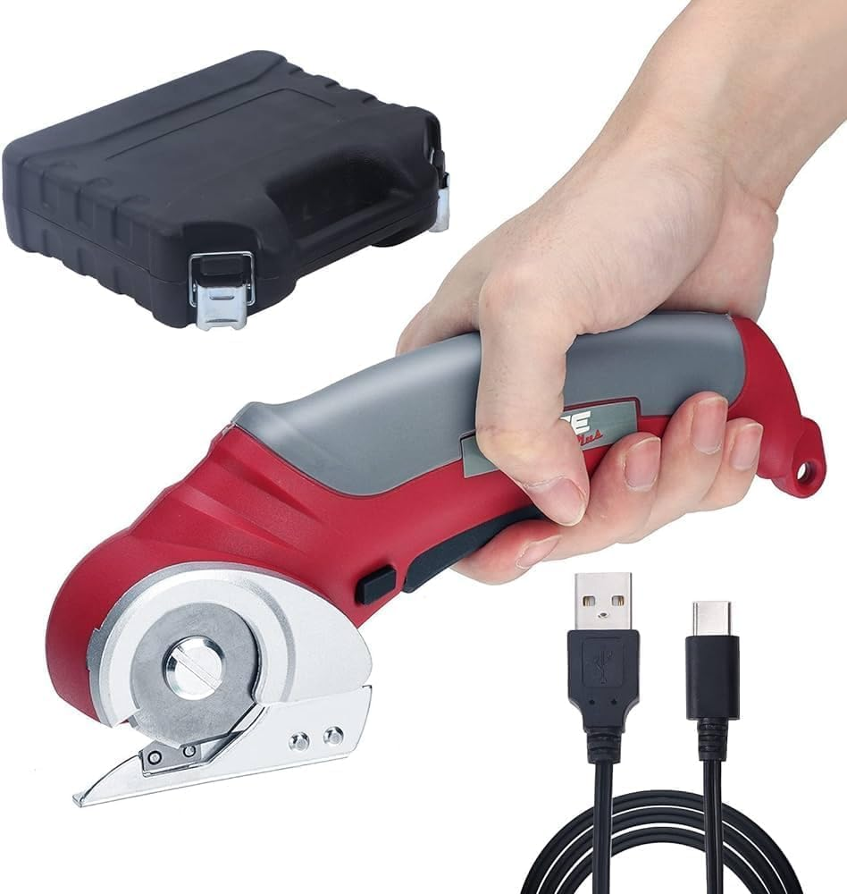 Cordless Electric Scissor USB Rechargeable 2000 Mah Li-Ion Battery Operated Handheld Mini Electric Cutter, Cutting Tool for Cloth Fabric Cardboard Carpet Leather, Assorted Color (With Storage Case) image number 5