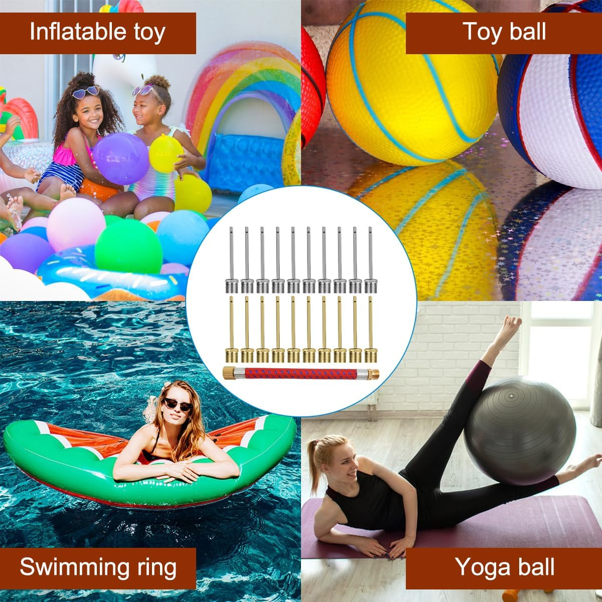 40 Pack Ball Pump Inflation Needle, Stainless Steel Air Pump Needle, with a Pump Needle Adaptor Hose, Inflate Pump Needle for Football Basketball Soccer Volleyball Rugby and Other Sports Balls