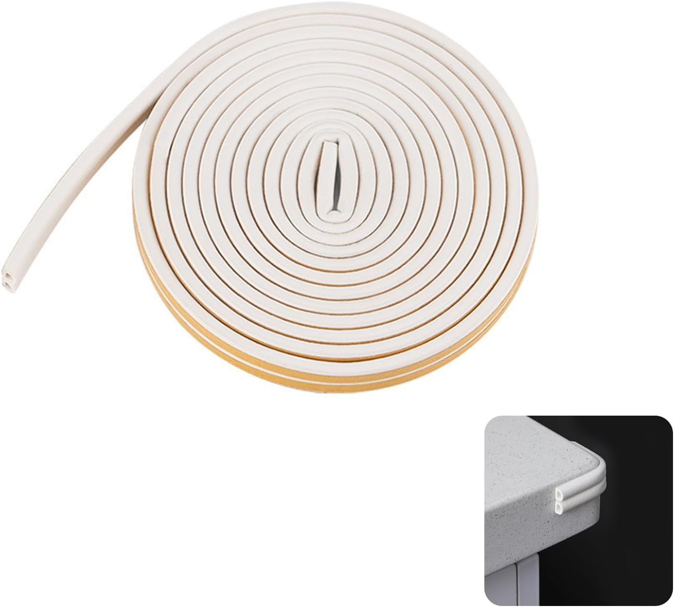 Window Seal 10M, Self-Adhesive Door Seal for Cold Protection, Sound Insulation, Heat Insulation, Dustproof, D Profile Foam Rubber Door Frame, White Color image number 3