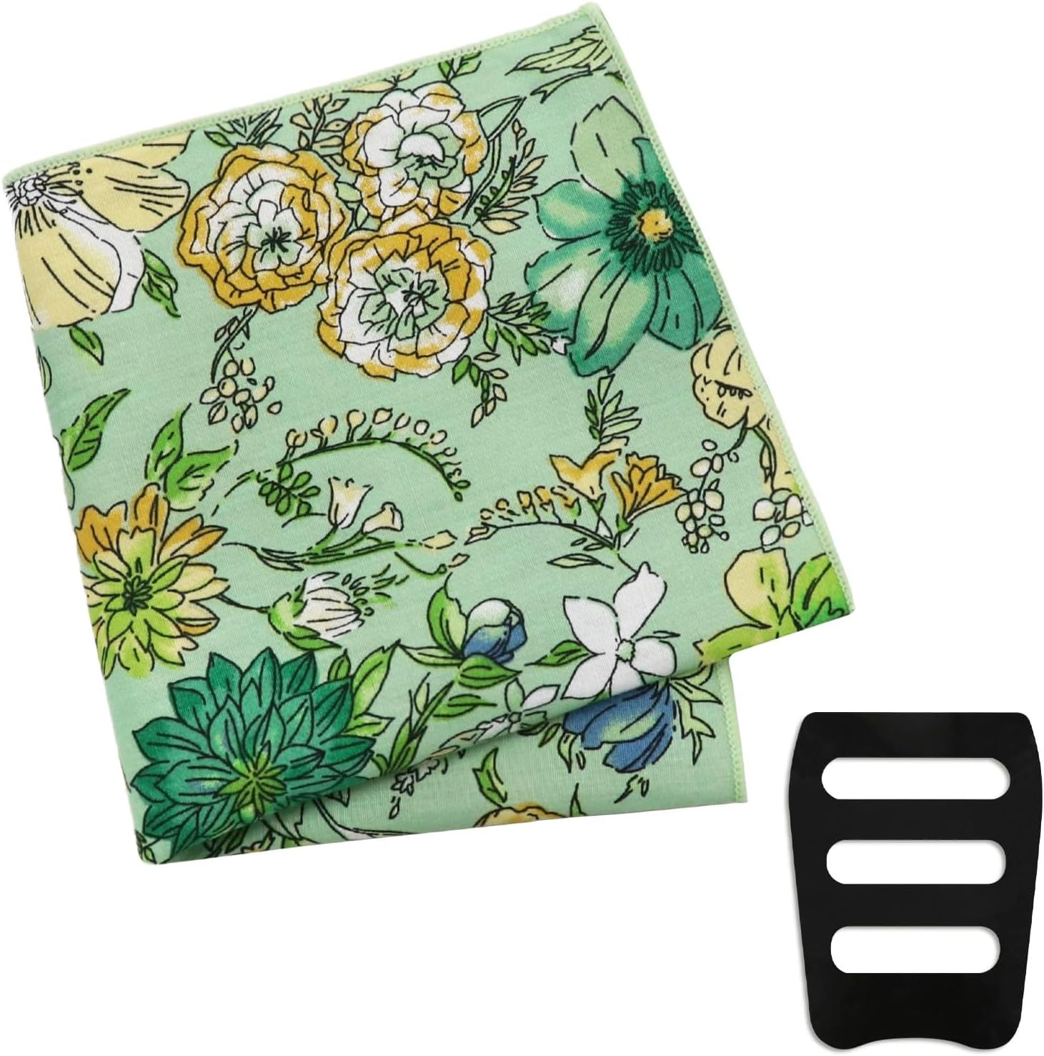 GHTIYLP Floral Pocket Squares for Men with Holder Printed Flower Mens Handkerchief Cotton Suit Pocket Hanky for Wedding