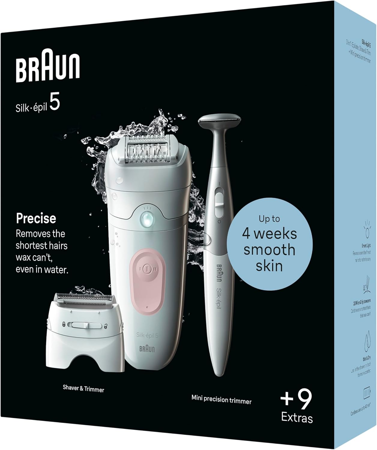 Braun 5-230 Silk-&Eacute;pil 5 Epilator for Wet and Dry, Lasting Smooth Skin, Flamingo Pink image number 4