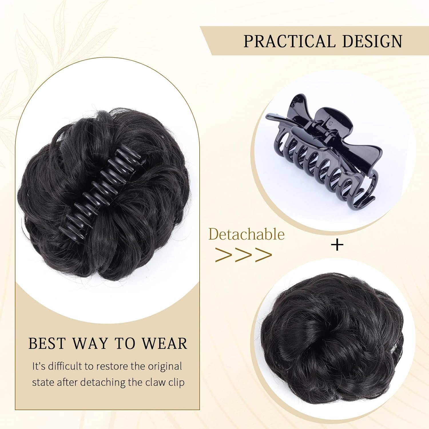 Cesomeey - 1.【Product Properties】: Messy Bun Hair Clip Is Made of High Quality Matte Faux Silk, Soft to the Touch, Natural Tone, More Hair and a Fuller Look image number 3
