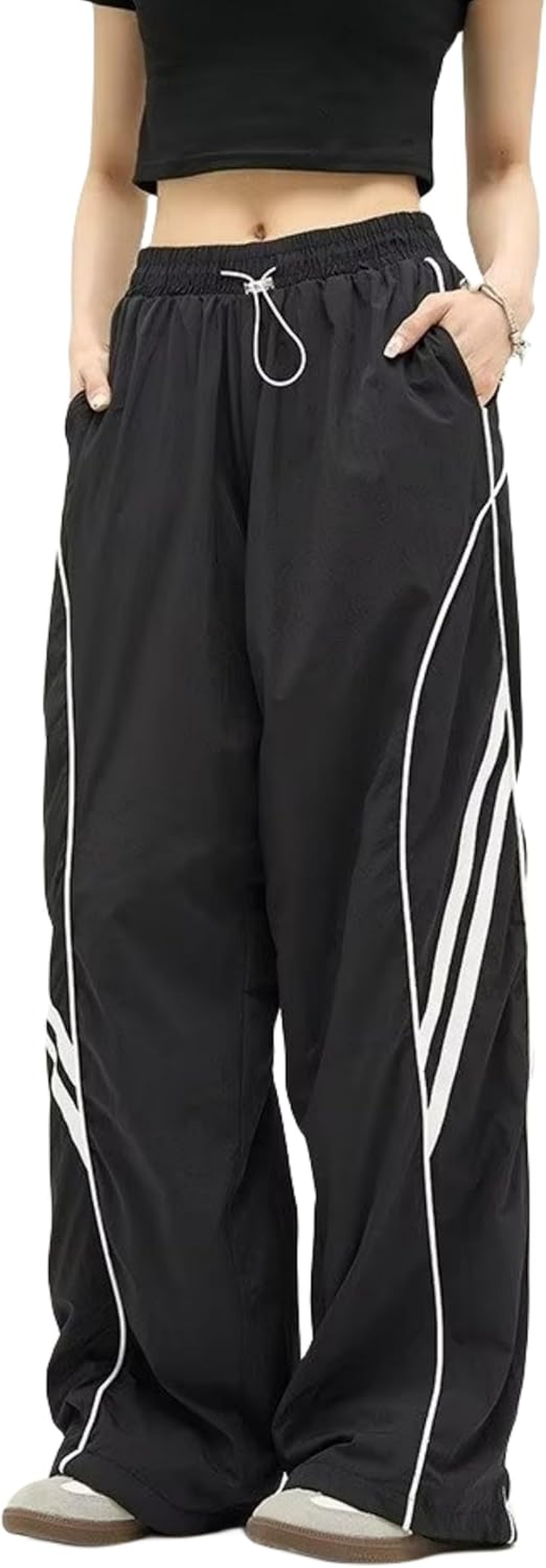 FCOOLYEET Mens Y2K Sweatpants Baggy Track Pants Streetwear Pants Harajuku Joggers Wide Leg Parachute Pants for Men