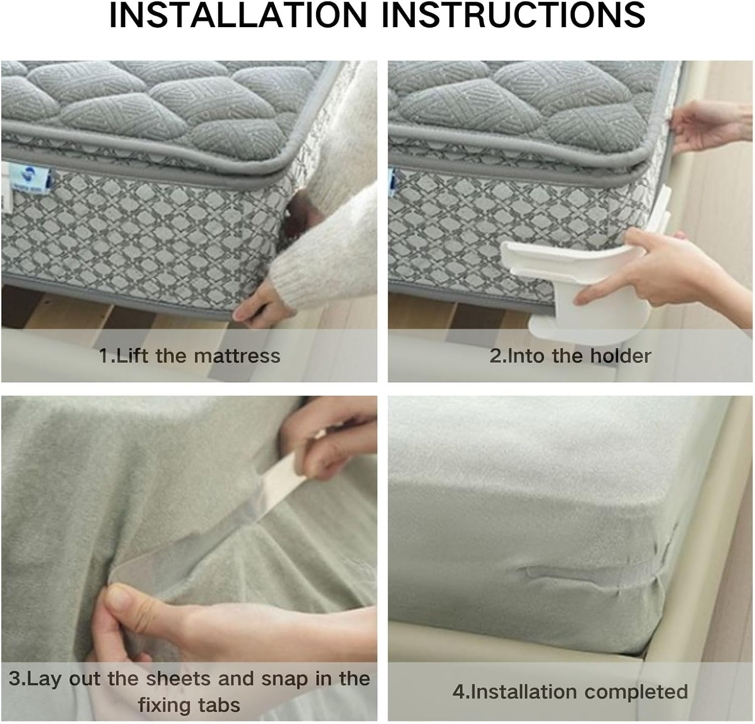 Poemtian 4PCS Bed Sheet Holder, Bed Sheet Fasteners, Non-Slip Bedsheet Grippers Keep in Place Bedding Accessories for All Mattress image number 2