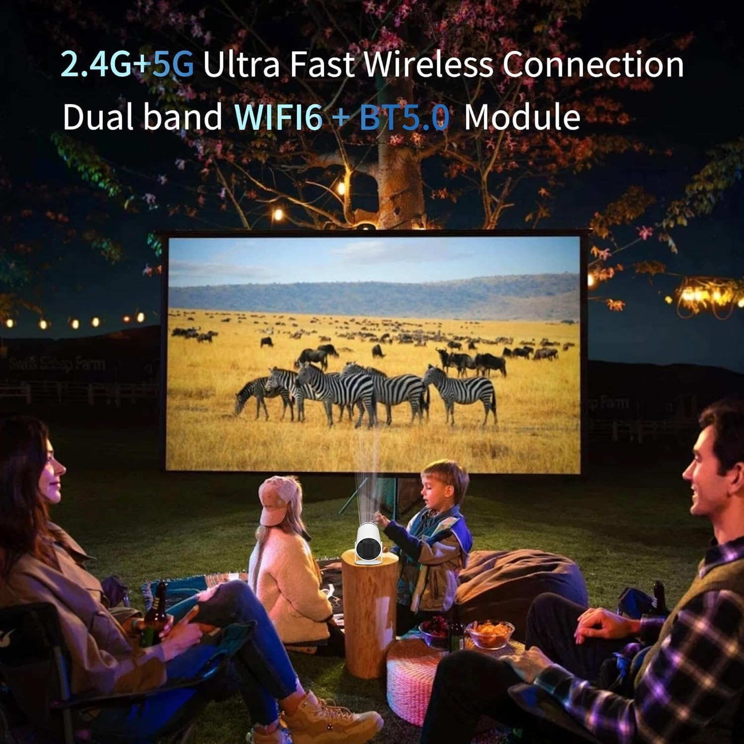 Mini Portable Projector 4K Wifi 6 BT 5.2 Upgraded Portable Projector Full HD Supported for Phone/Pc/Tv/Hdmi /PS5 /Laptop Auto Keystone Home Theater 180&deg; Rotation [Built-In App] image number 2